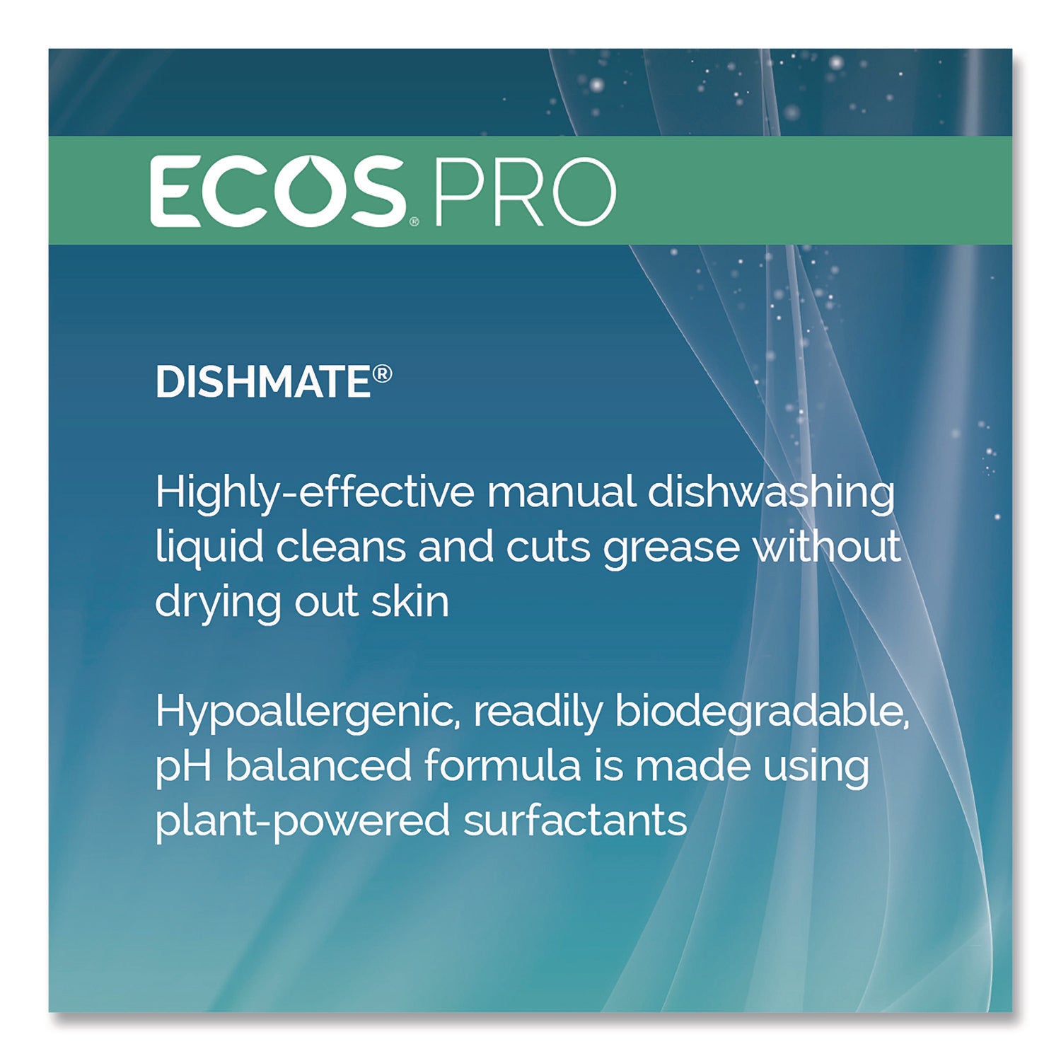 ECOS® PRO Dishmate Manual Dish Liquid, Free and Clear, 25 oz Squeeze Bottle, 6/Carton