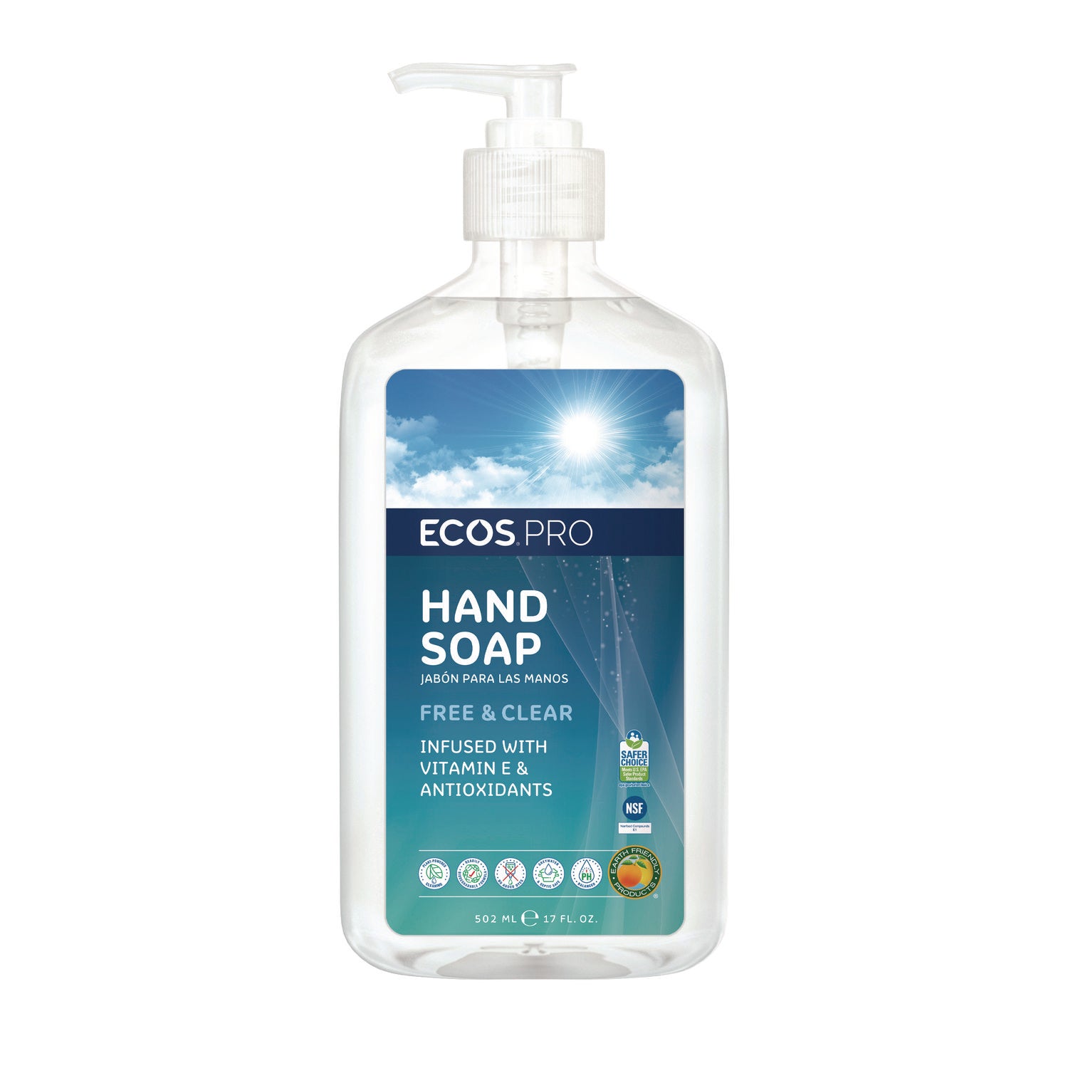 ECOS® PRO Liquid Hand Soap, Free and Clear, 17 oz, 6/Carton