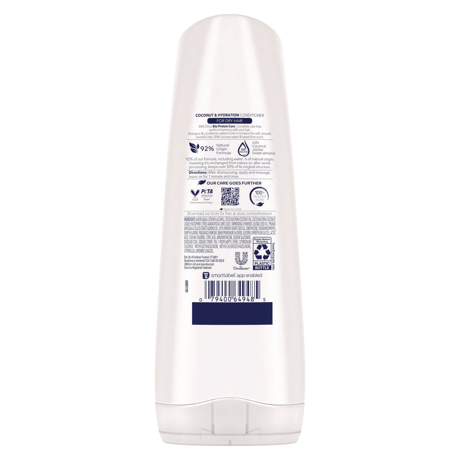 Dove® Coconut Conditioner, 12 oz Bottle, 6/Carton