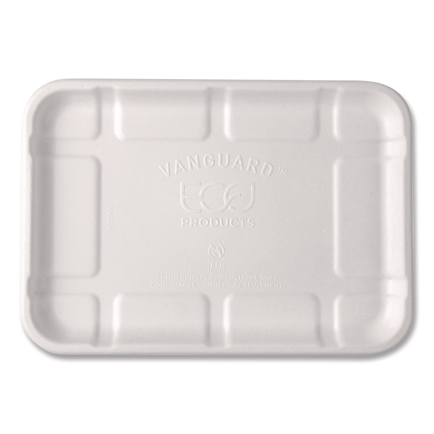 Eco-Products® Meat and Produce Food Trays, 8.5 x 6.2 x 0.5, White, Sugarcane Fiber, 400/Carton