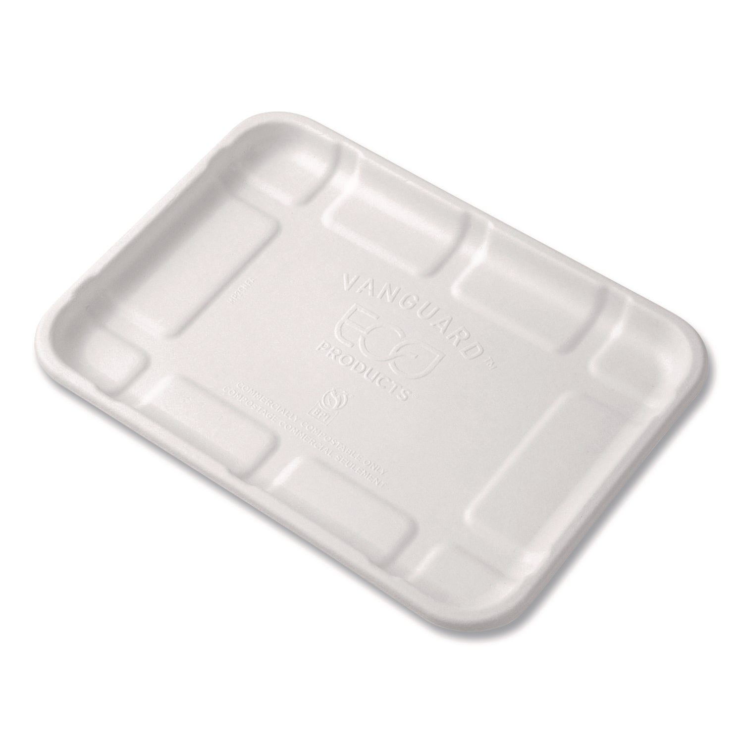 Eco-Products® Meat and Produce Food Trays, 8.5 x 6.2 x 0.5, White, Sugarcane Fiber, 400/Carton