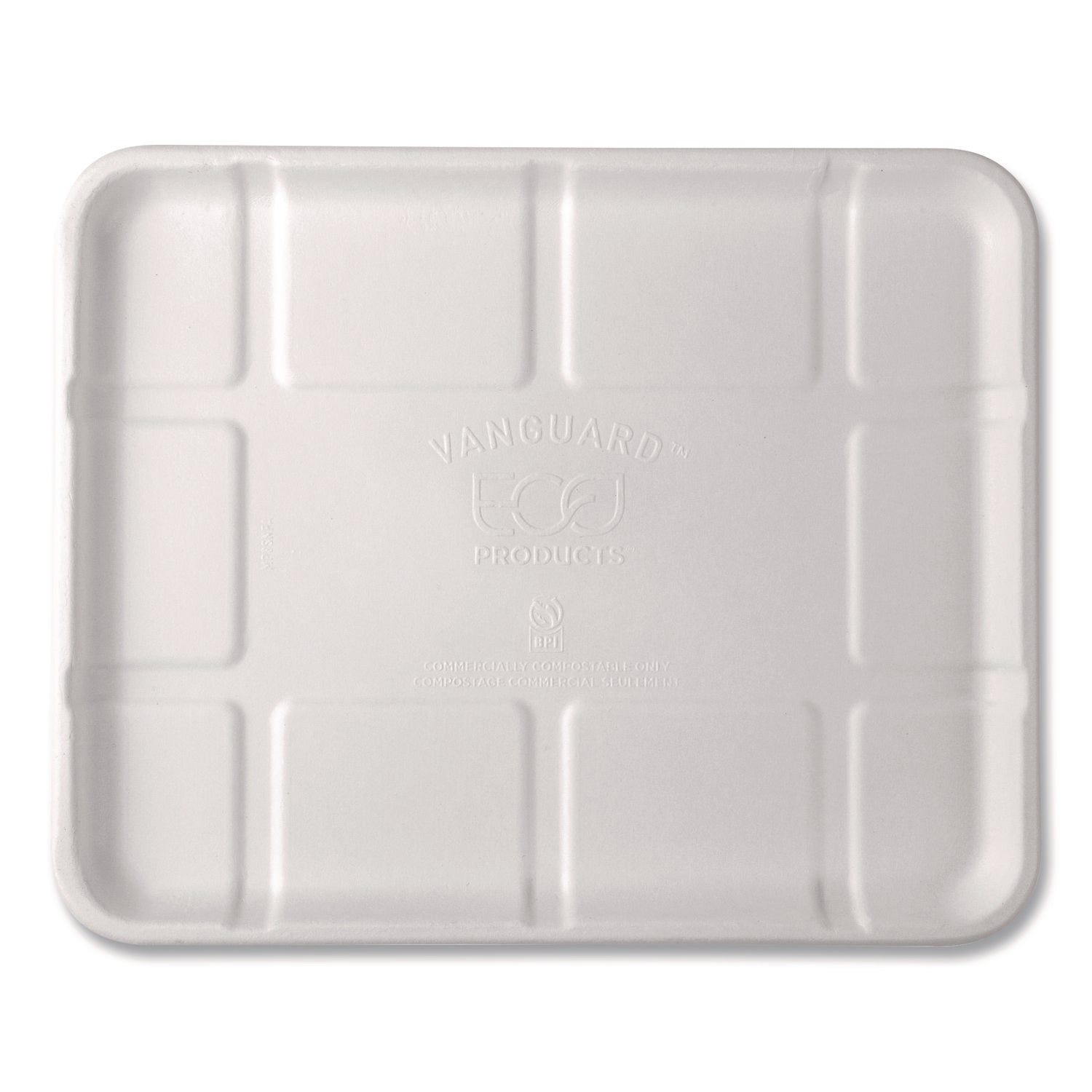 Eco-Products® Meat and Produce Food Trays, 10.52 x 8.5 x 0.5, White, Sugarcane Fiber, 300/Carton