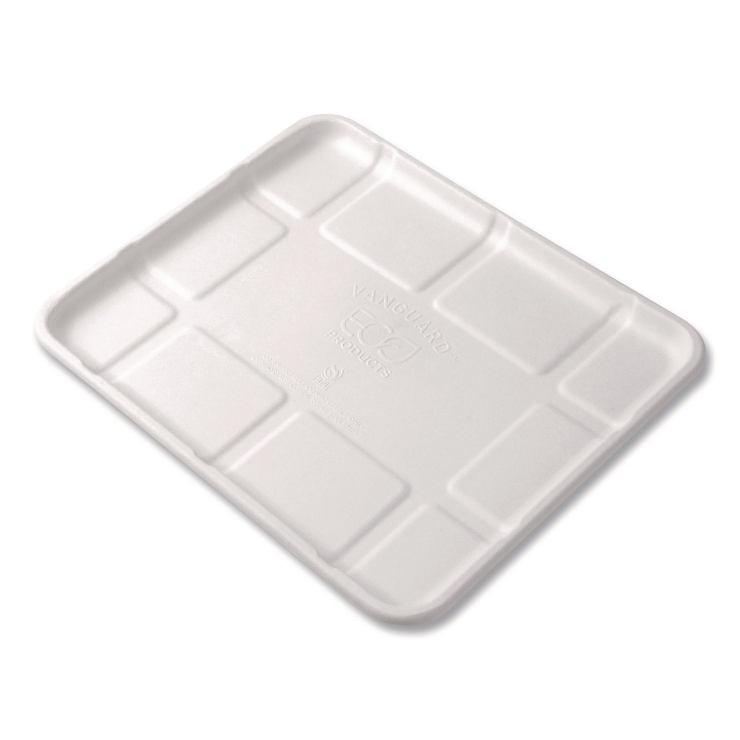 Eco-Products® Meat and Produce Food Trays, 10.52 x 8.5 x 0.5, White, Sugarcane Fiber, 300/Carton