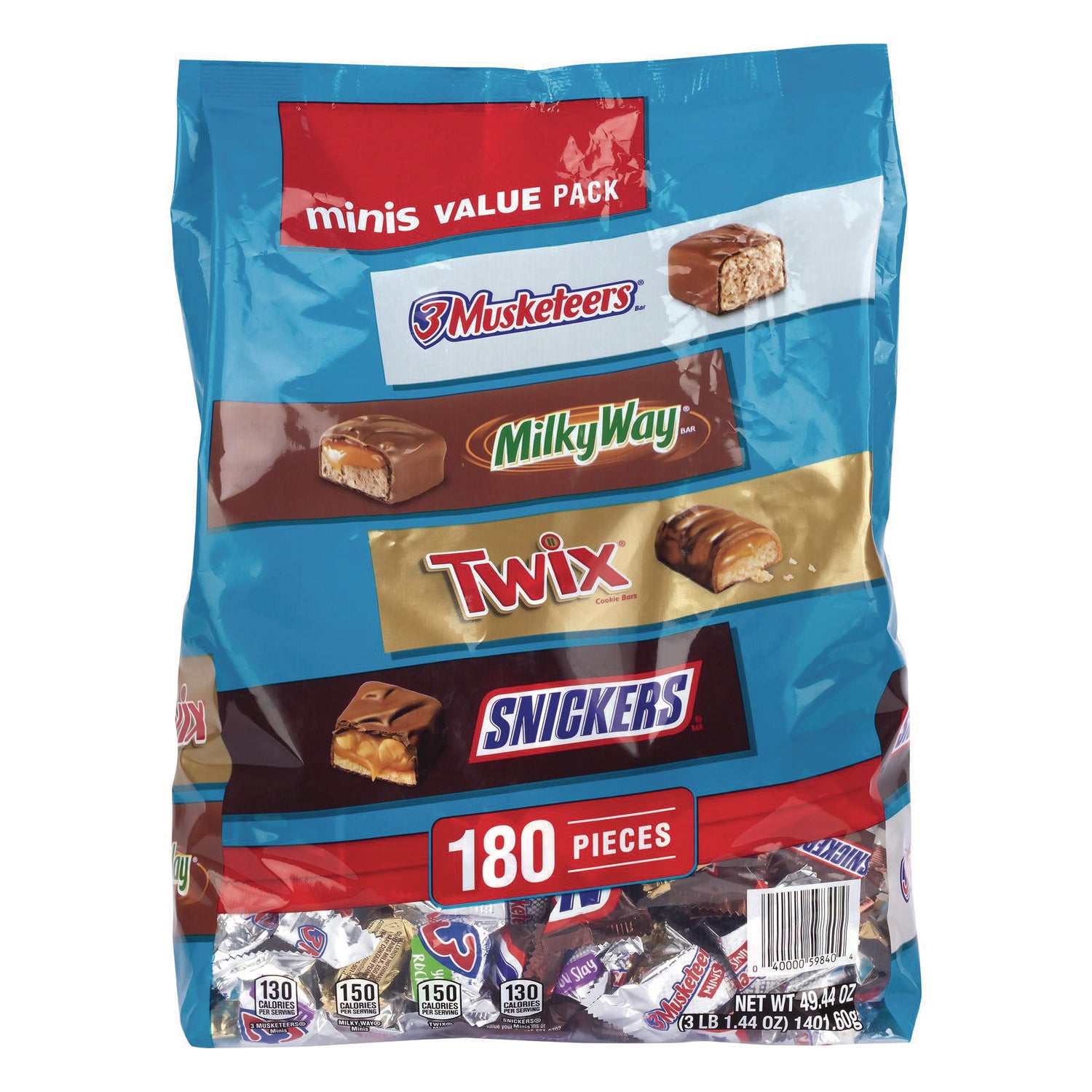 MARS Minis Variety Pack, Chocolate, 49.44 oz Bag, 180 Pieces