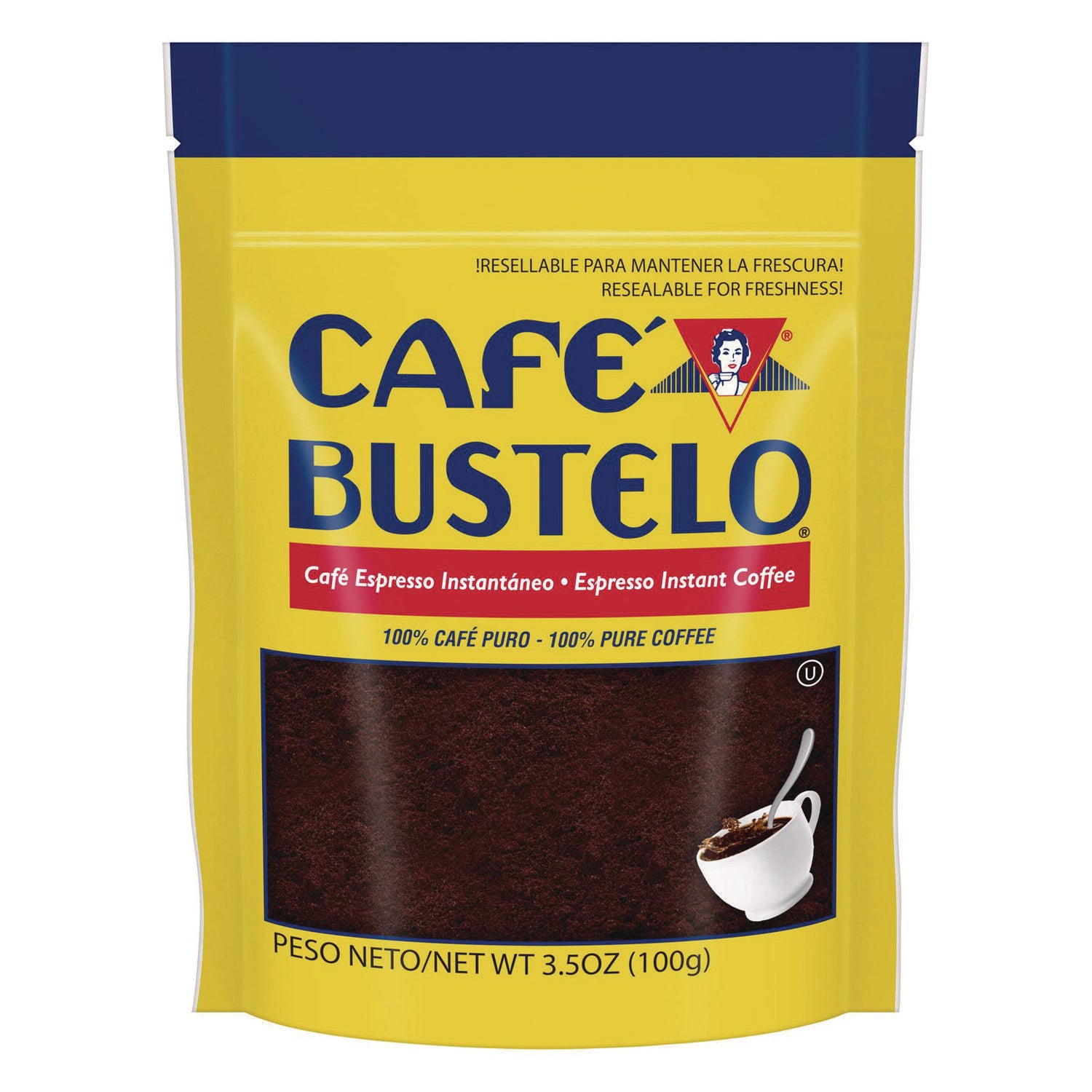 Folgers® Cafe Bustelo Instant Coffee, Espresso, 3.5 oz Packet, 24/Carton