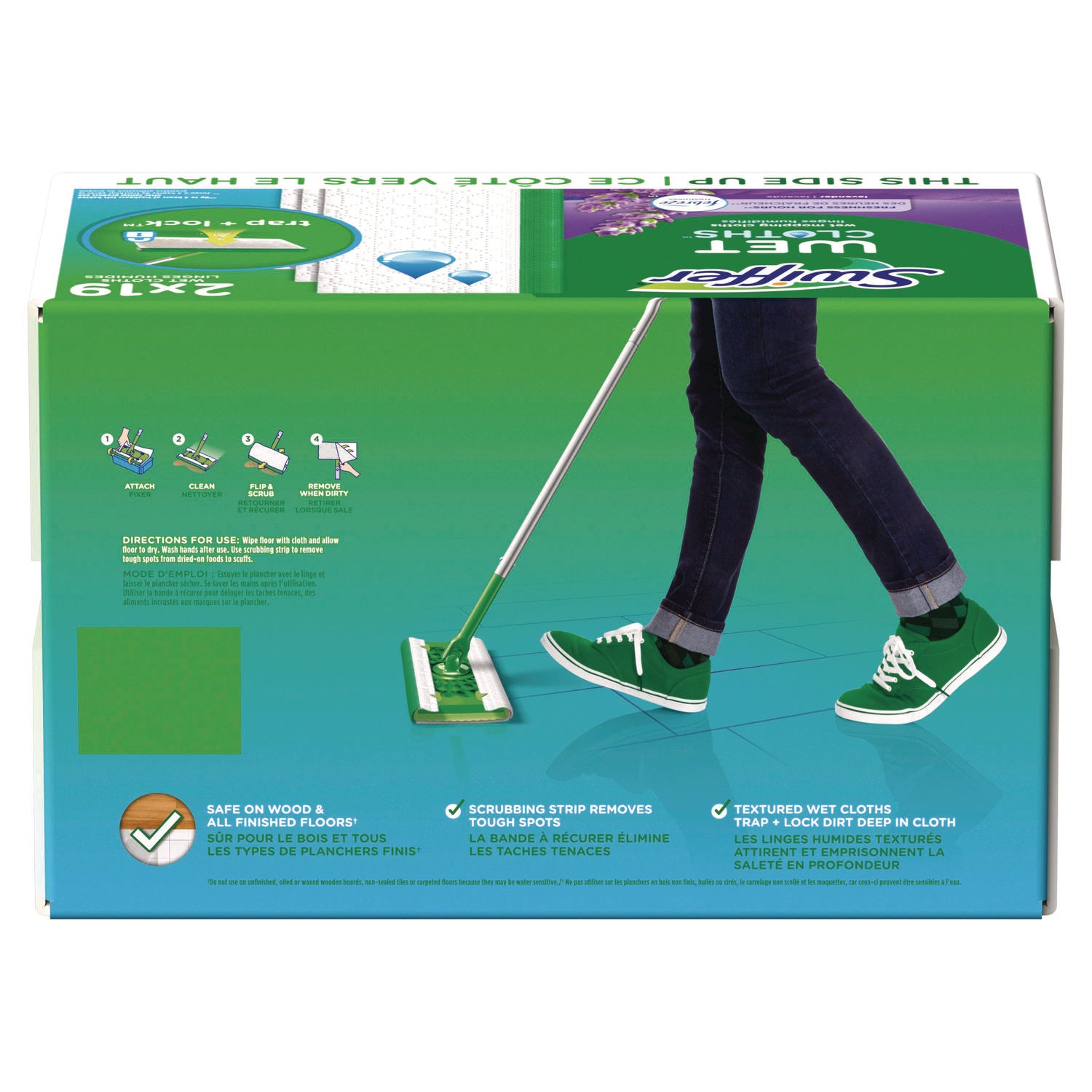 Sweeper TRAP + LOCK Wet Mop Cloth, 8 x 10, White, Lavender Scent, 38/Pack Swiffer® Flipcost