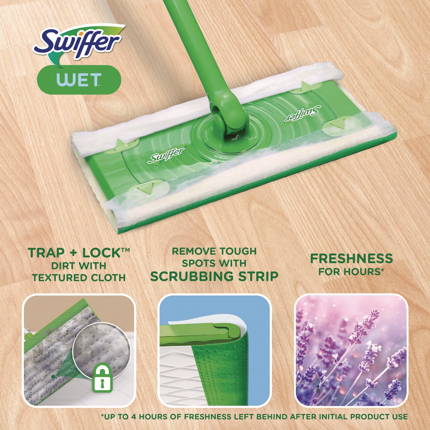 Sweeper TRAP + LOCK Wet Mop Cloth, 8 x 10, White, Lavender Scent, 38/Pack Swiffer® Flipcost