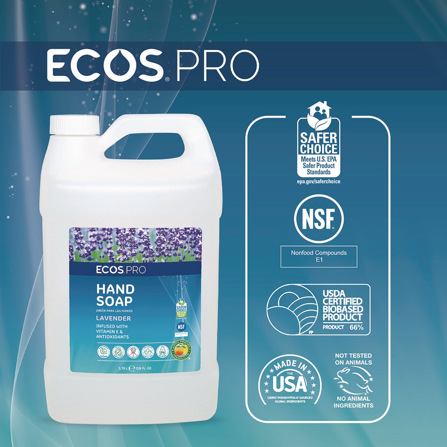 ECOS® PRO Liquid Hand Soap, Lavender, 1 gal, 4/Carton