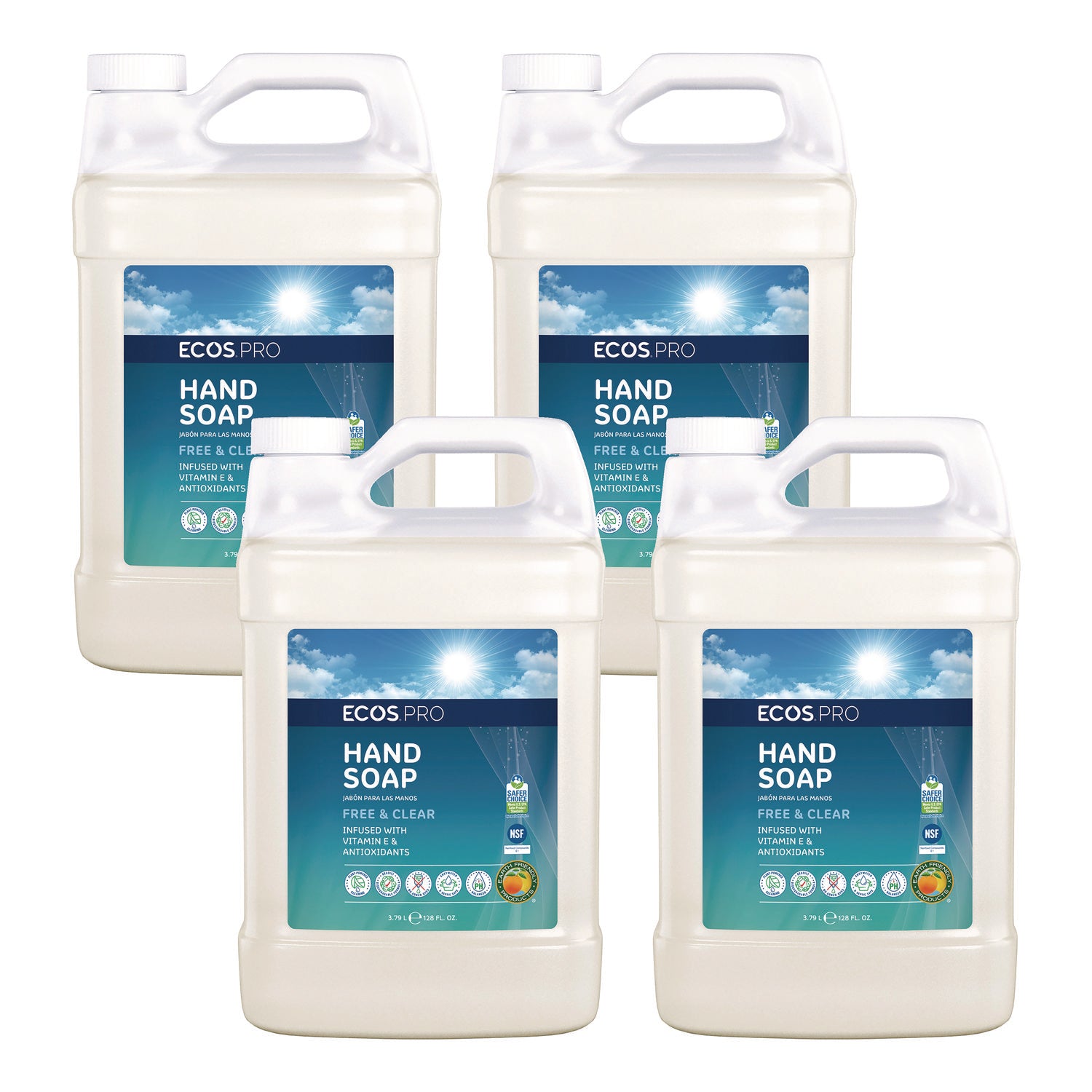 ECOS® PRO Liquid Hand Soap, Free and Clear, 1 gal, 4/Carton