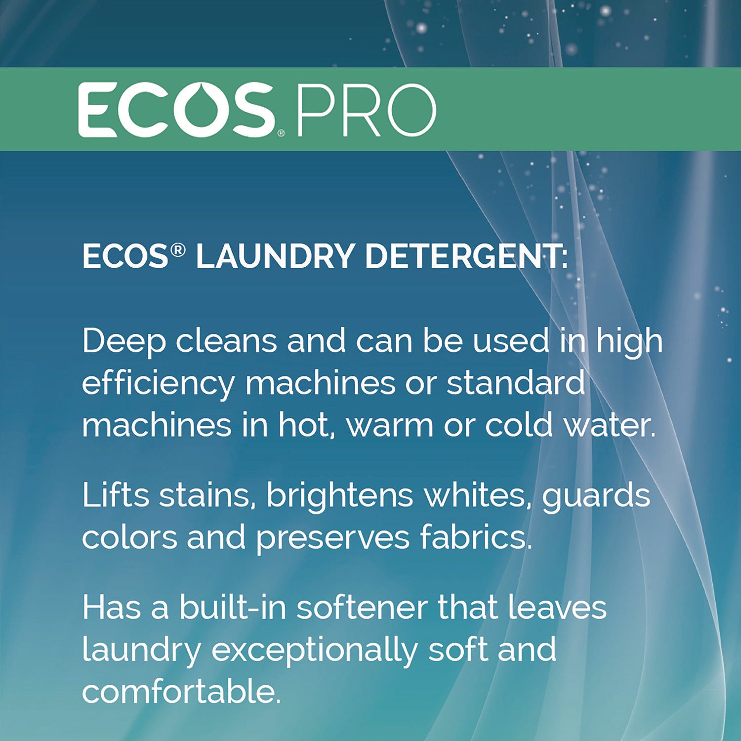 ECOS® PRO Laundry Detergent Liquid, Free and Clear, 170 oz Jug, 2/Carton