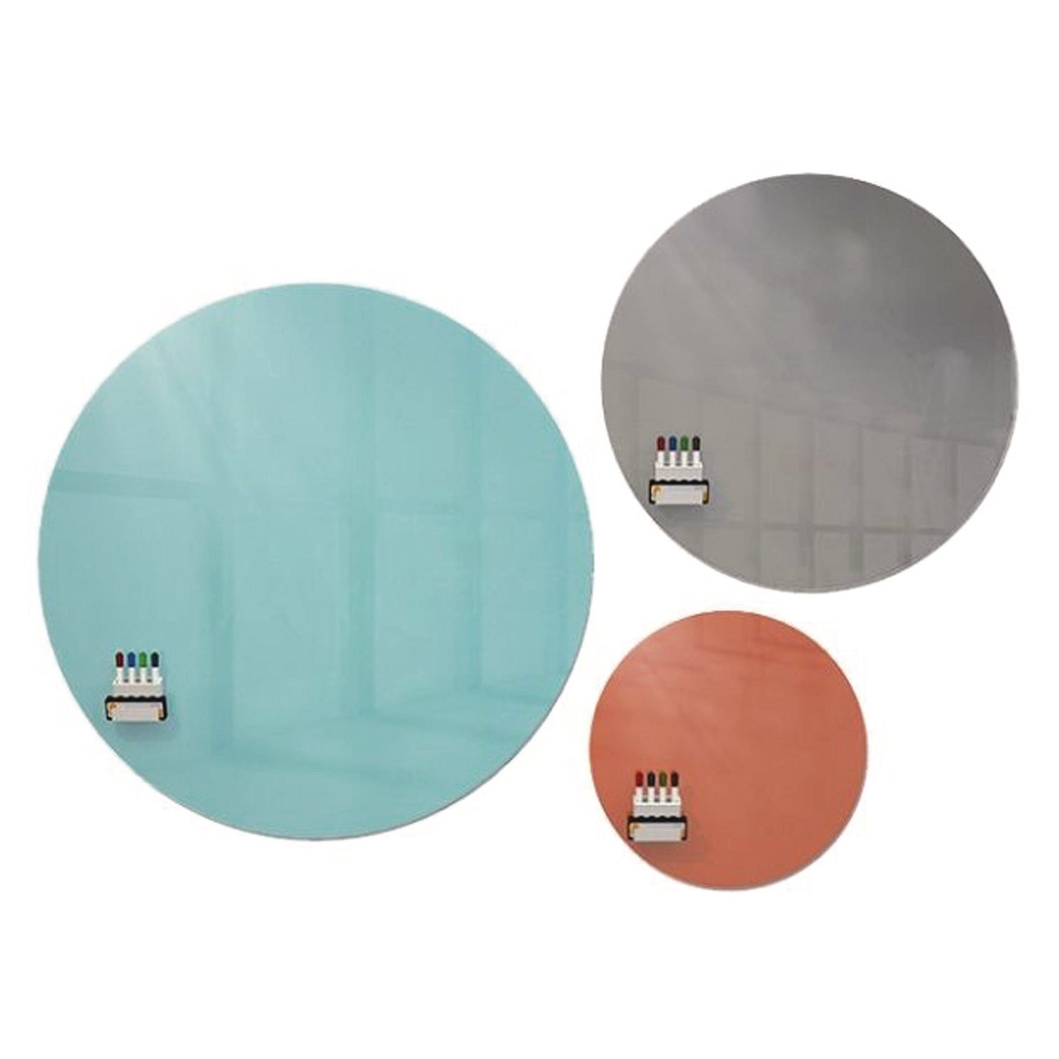 Ghent Coda Low Profile Circular Magnetic Glassboard, 36 x 36, Smoke Surface