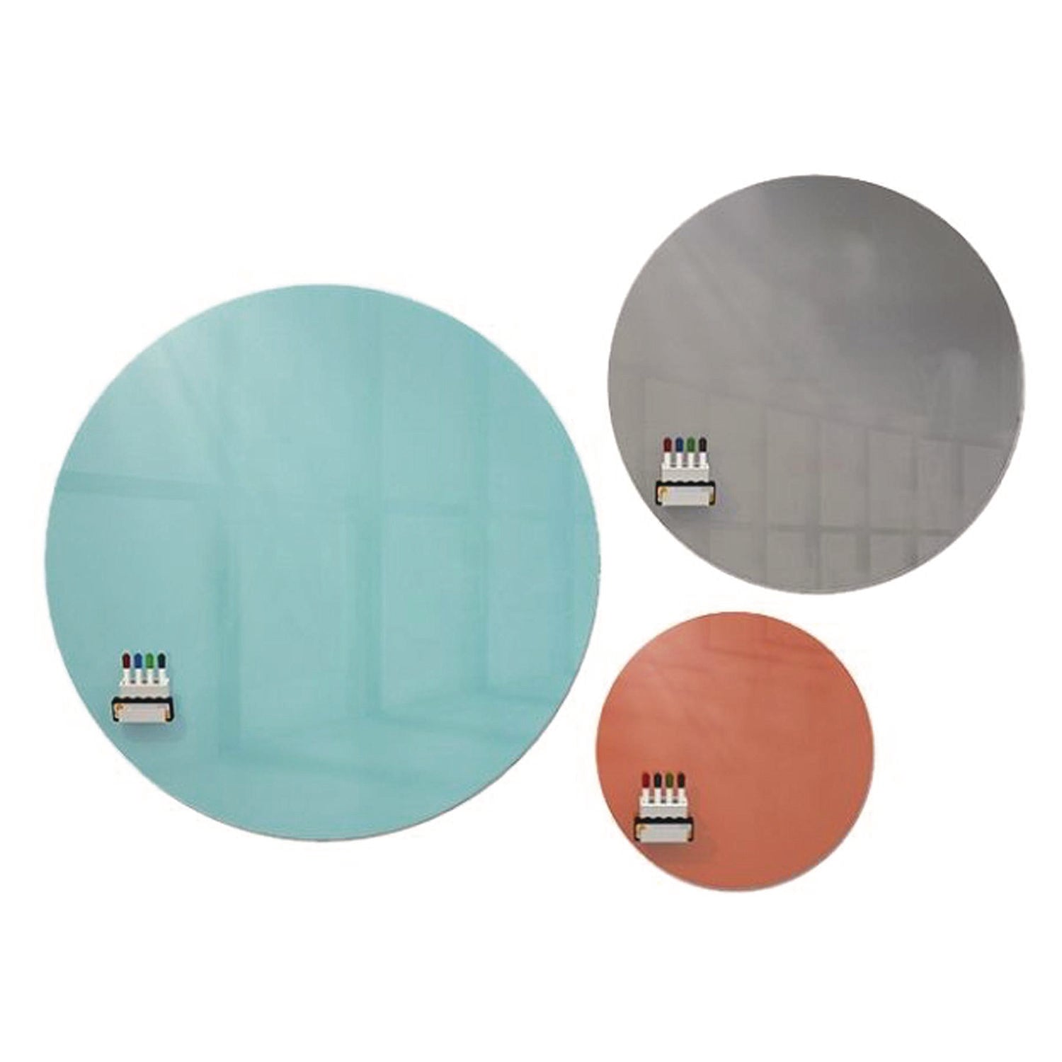 Ghent Coda Low Profile Circular Non-Magnetic Glassboard, 24 x 24, Smoke Surface