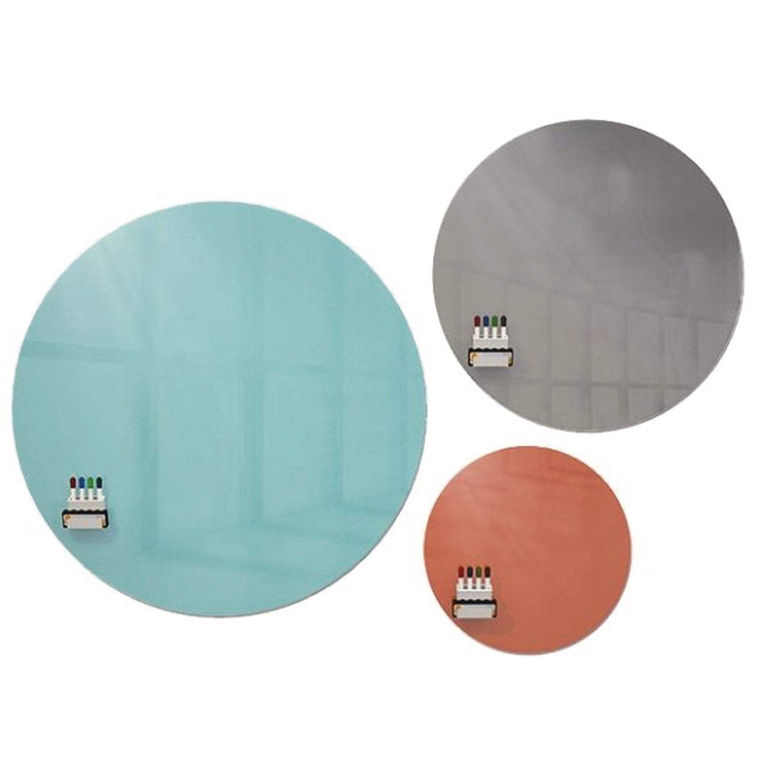 Ghent Coda Low Profile Circular Non-Magnetic Glassboard, 36 x 36, Smoke Surface