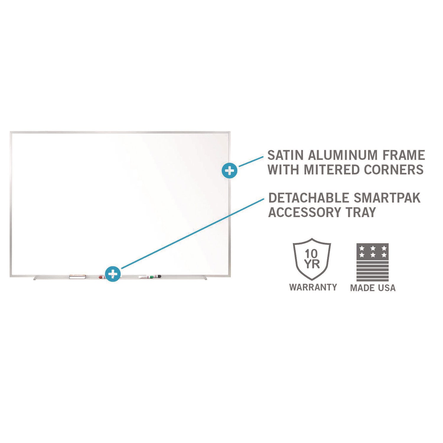 Ghent Non-Magnetic Whiteboard with Aluminum Frame, 87.91" x 48.5", White Surface, Satin Aluminum Frame