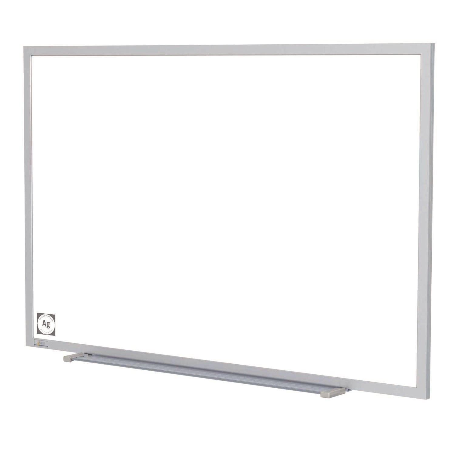 Ghent Hygienic Porcelain Magnetic Whiteboard with Aluminum Frame, 87.91" x 48.5", White Surface, Satin Aluminum Frame