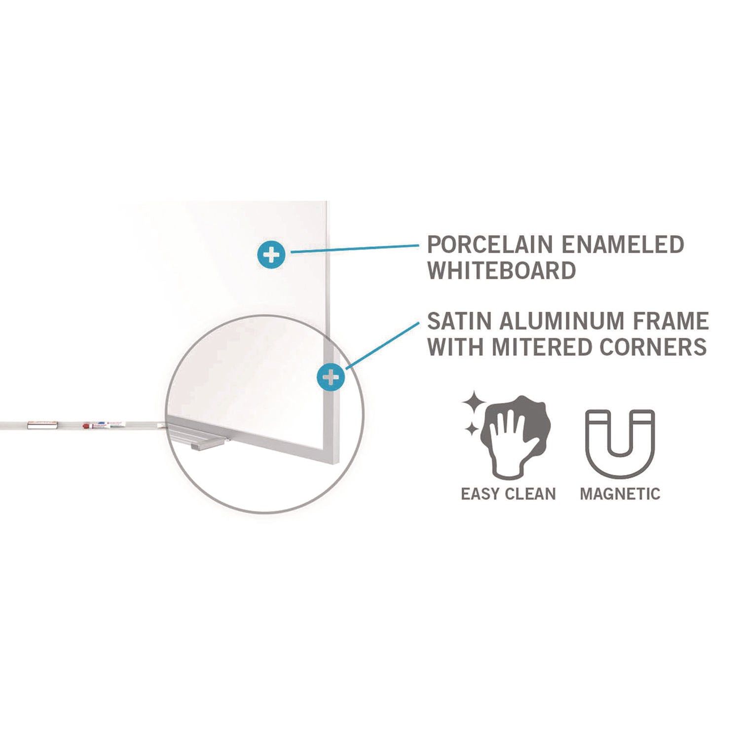 Ghent Two-Piece M1 Porcelain Magnetic Whiteboard, 176" x 48.5", White Surface, Satin Aluminum Frame