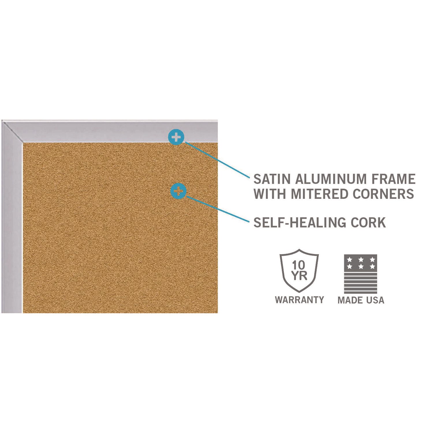 Ghent Natural Cork Bulletin Board with Aluminum Frame, 87.91" x 48.5", Tan Surface, Satin Aluminum Frame