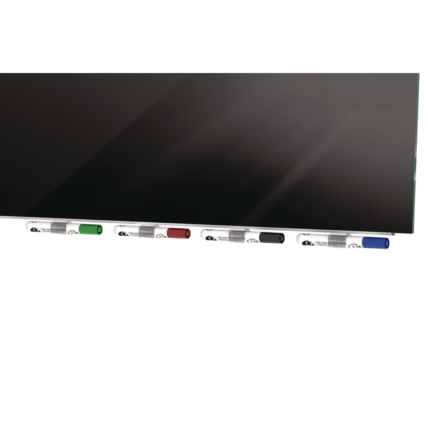 Ghent Aria Low-Profile Frameless Magnetic Glassboard, 36" x 24", Black Surface