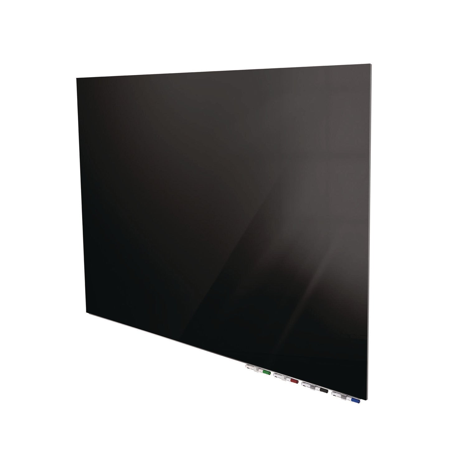 Ghent Aria Low-Profile Frameless Magnetic Glassboard, 48" x 36", Black Surface