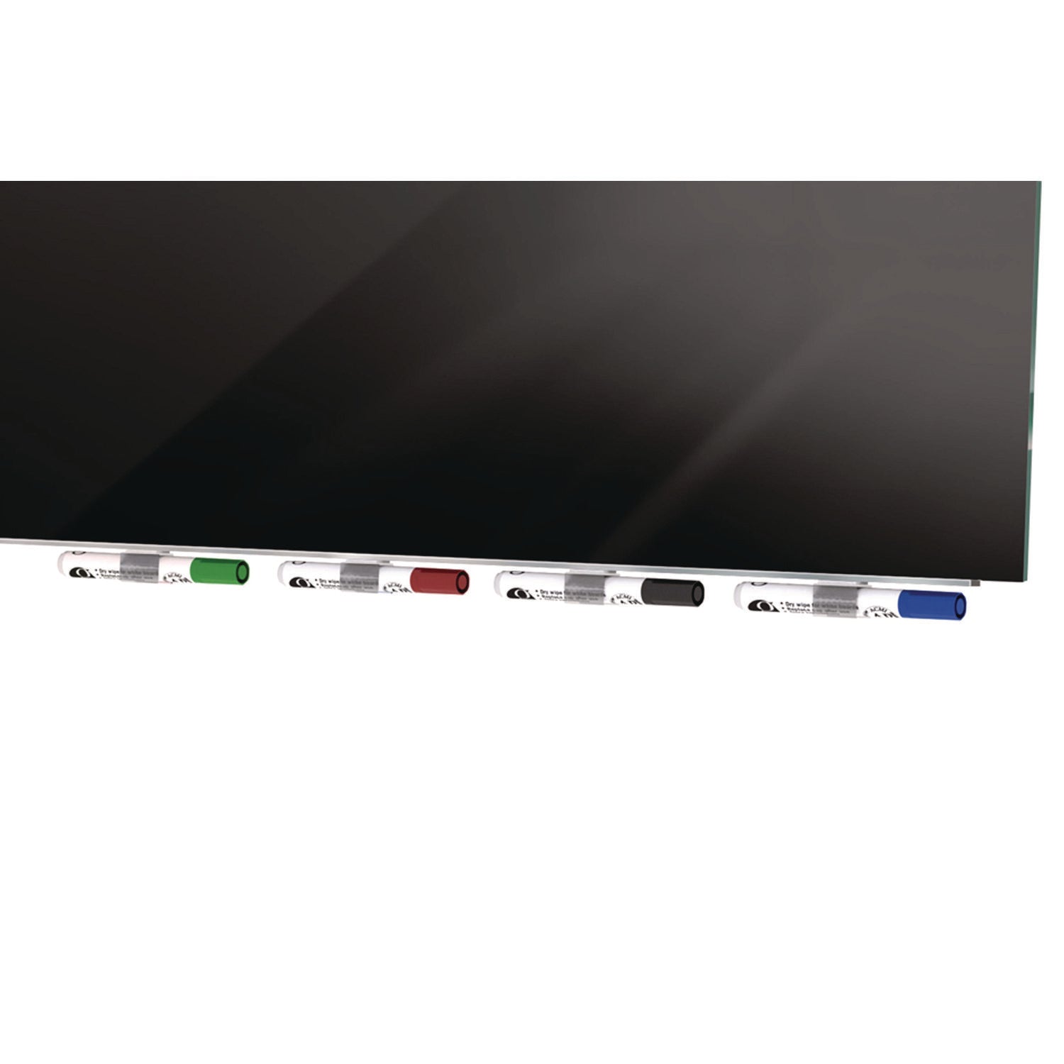 Ghent Aria Low-Profile Frameless Magnetic Glassboard, 48" x 36", Black Surface