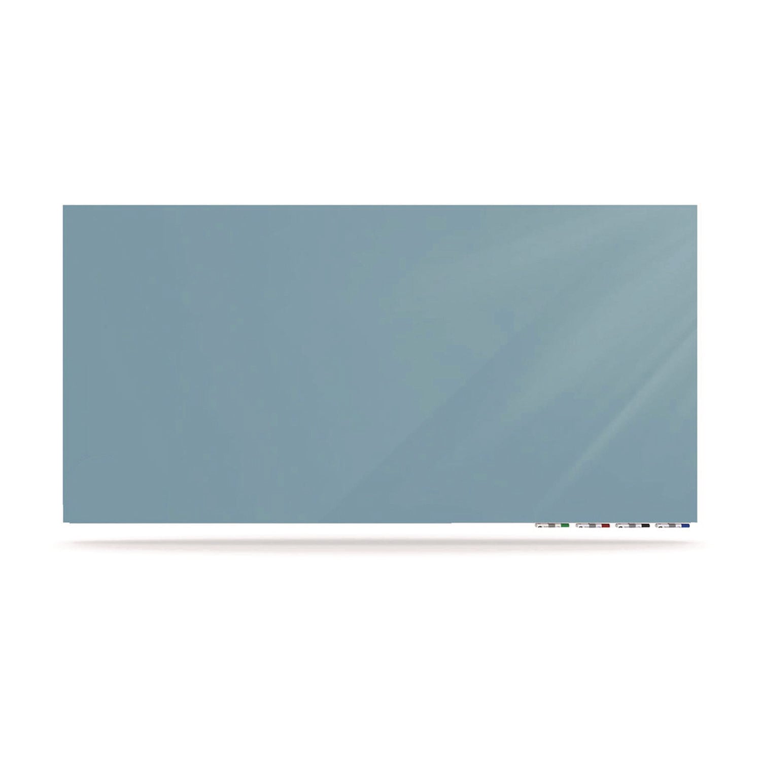 Ghent Aria Low-Profile Frameless Magnetic Glassboard, 60" x 36", Denim Blue Surface