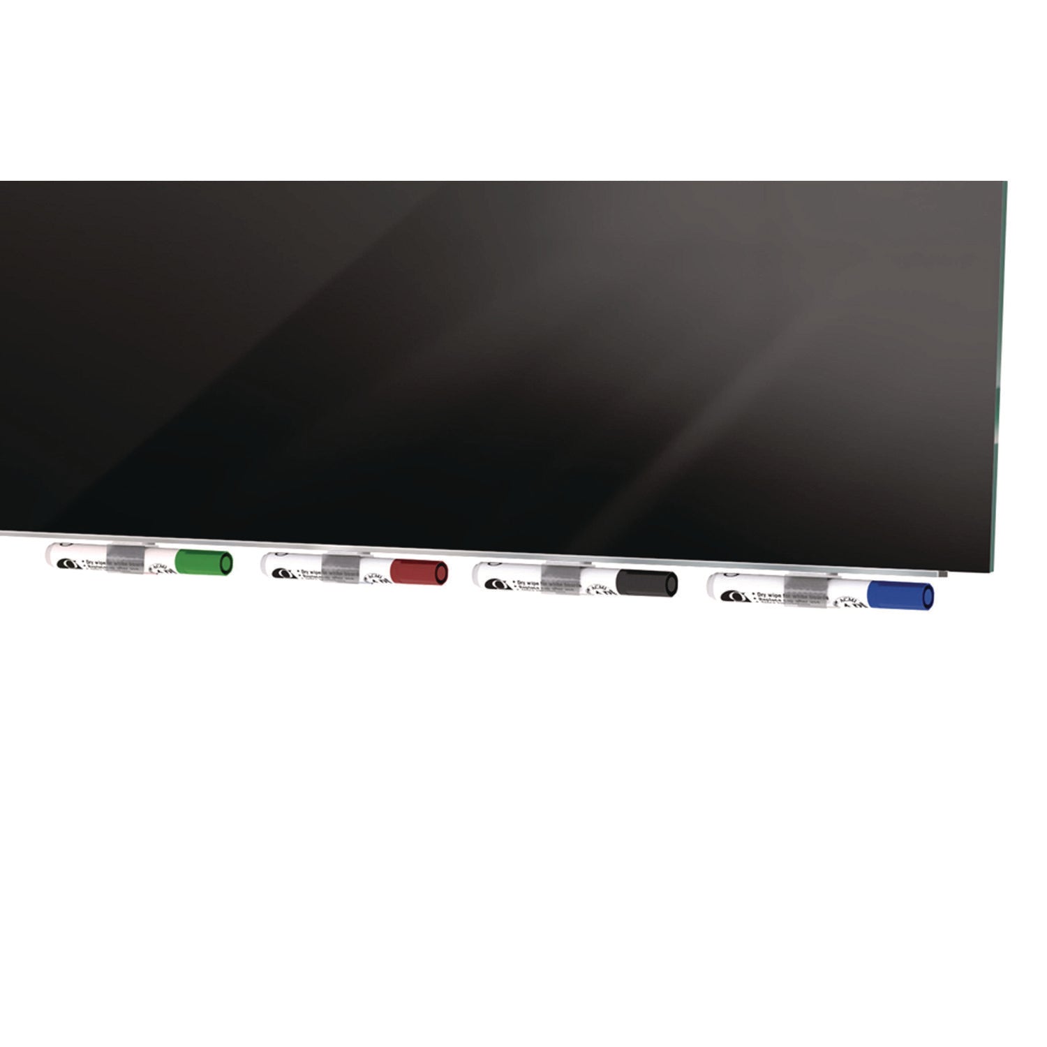 Ghent Aria Low-Profile Frameless Magnetic Glassboard, 72" x 48", Black Surface