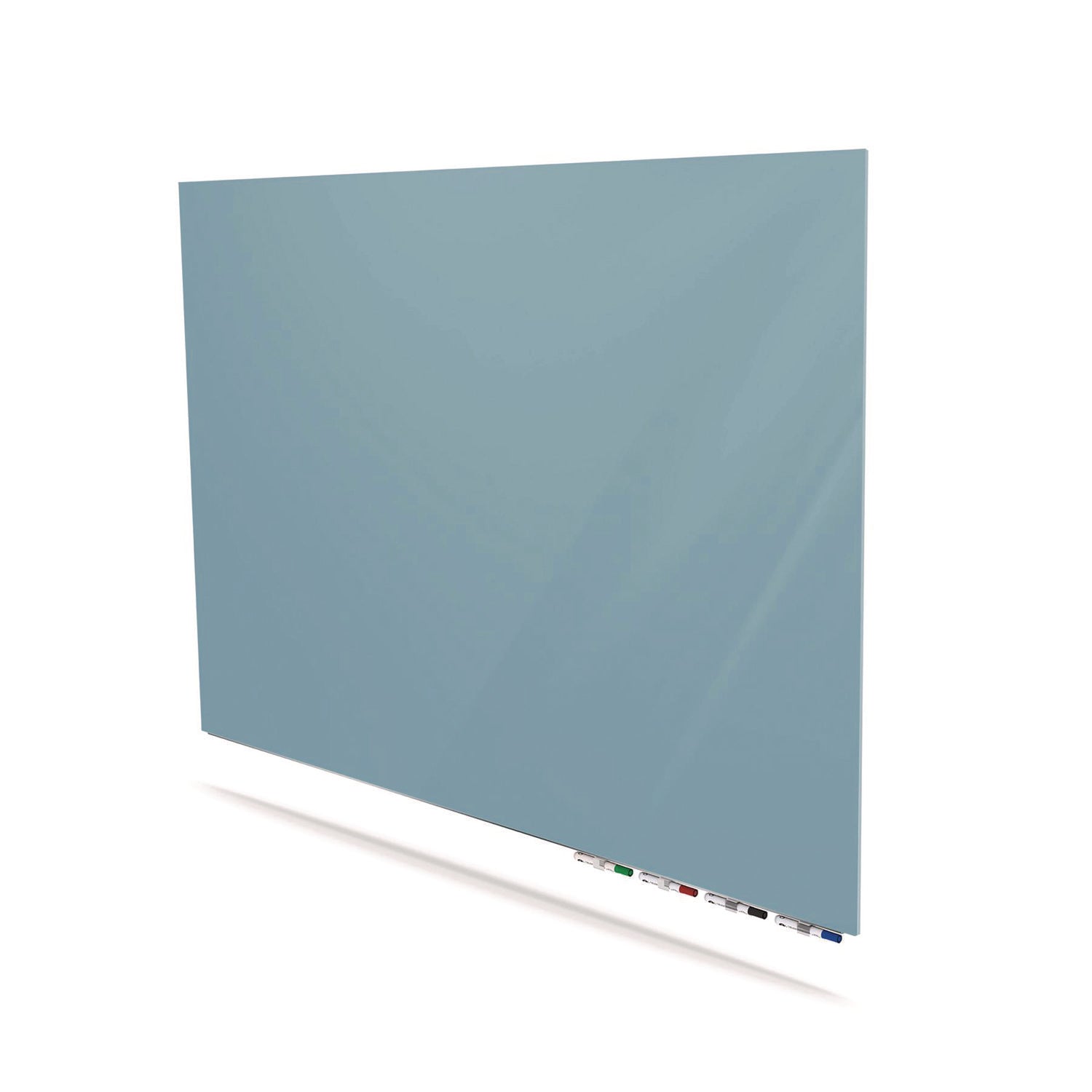 Ghent Aria Low-Profile Frameless Magnetic Glassboard, 96" x 48", Denim Blue Surface