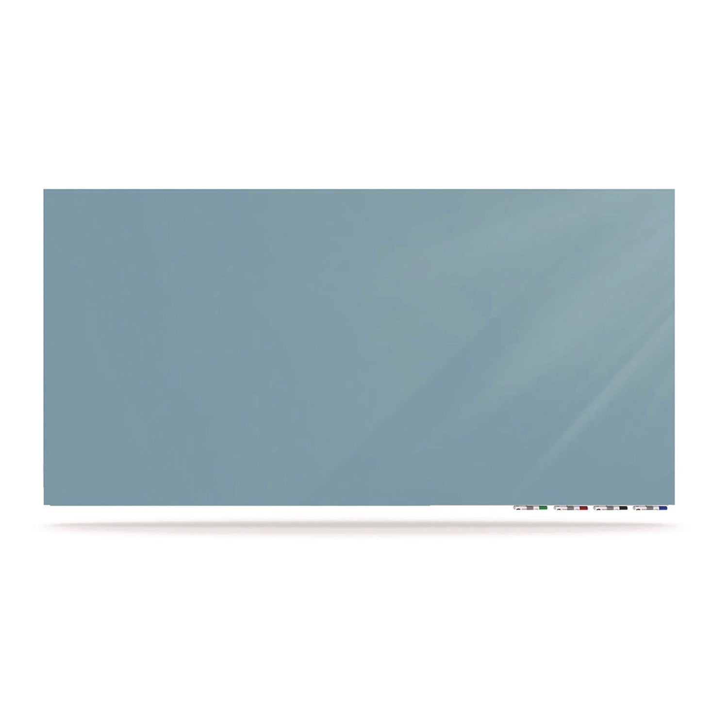 Ghent Aria Low-Profile Frameless Magnetic Glassboard, 120" x 48", Denim Blue Surface