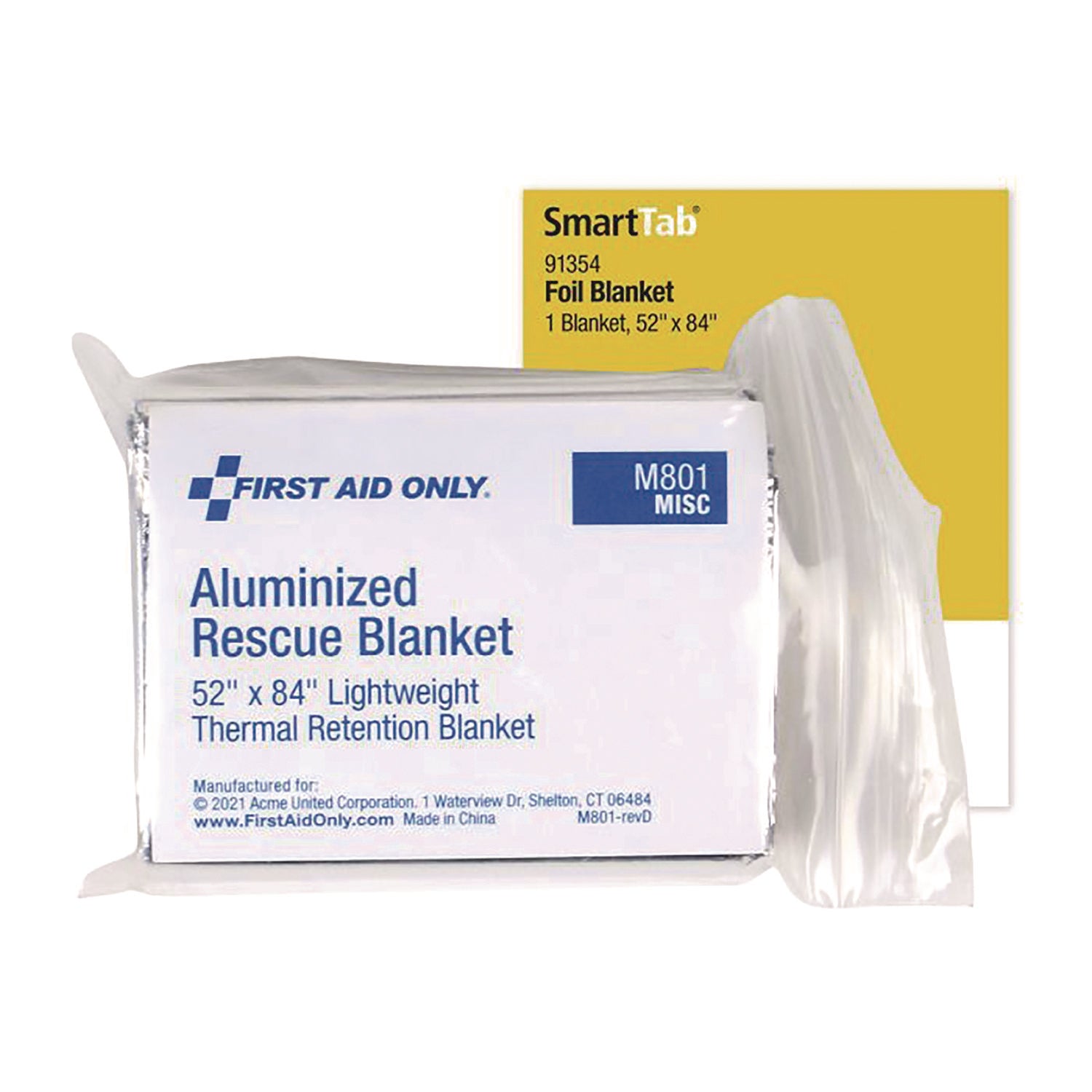 First Aid Only™ SmartCompliance Aluminized Rescue Blanket, 52 x 84, Silver