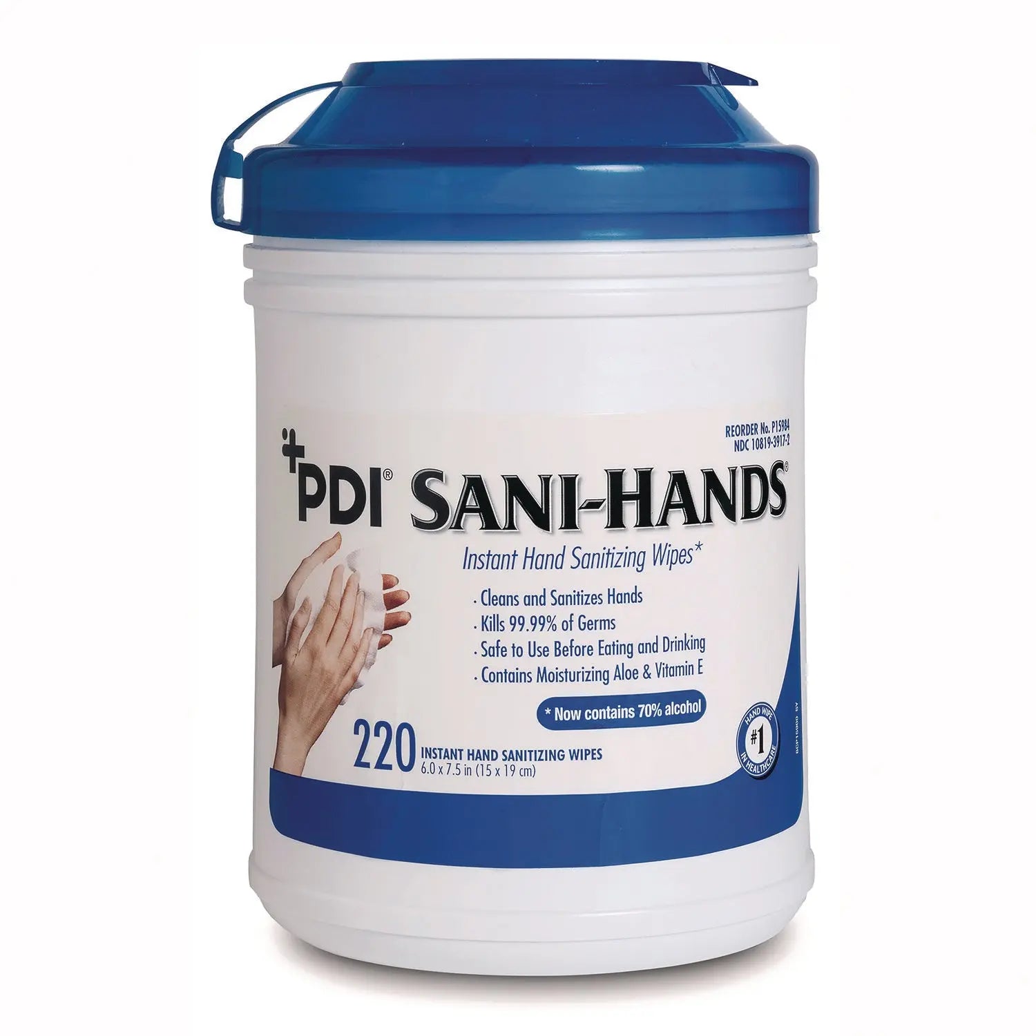 Sani Professional® PDI Sani-Hands Instant Hand Sanitizing Wipes, 7.5 x 6, Unscented, White, 220/Canister, 6 Canisters/Carton Sani Professional® Flipcost