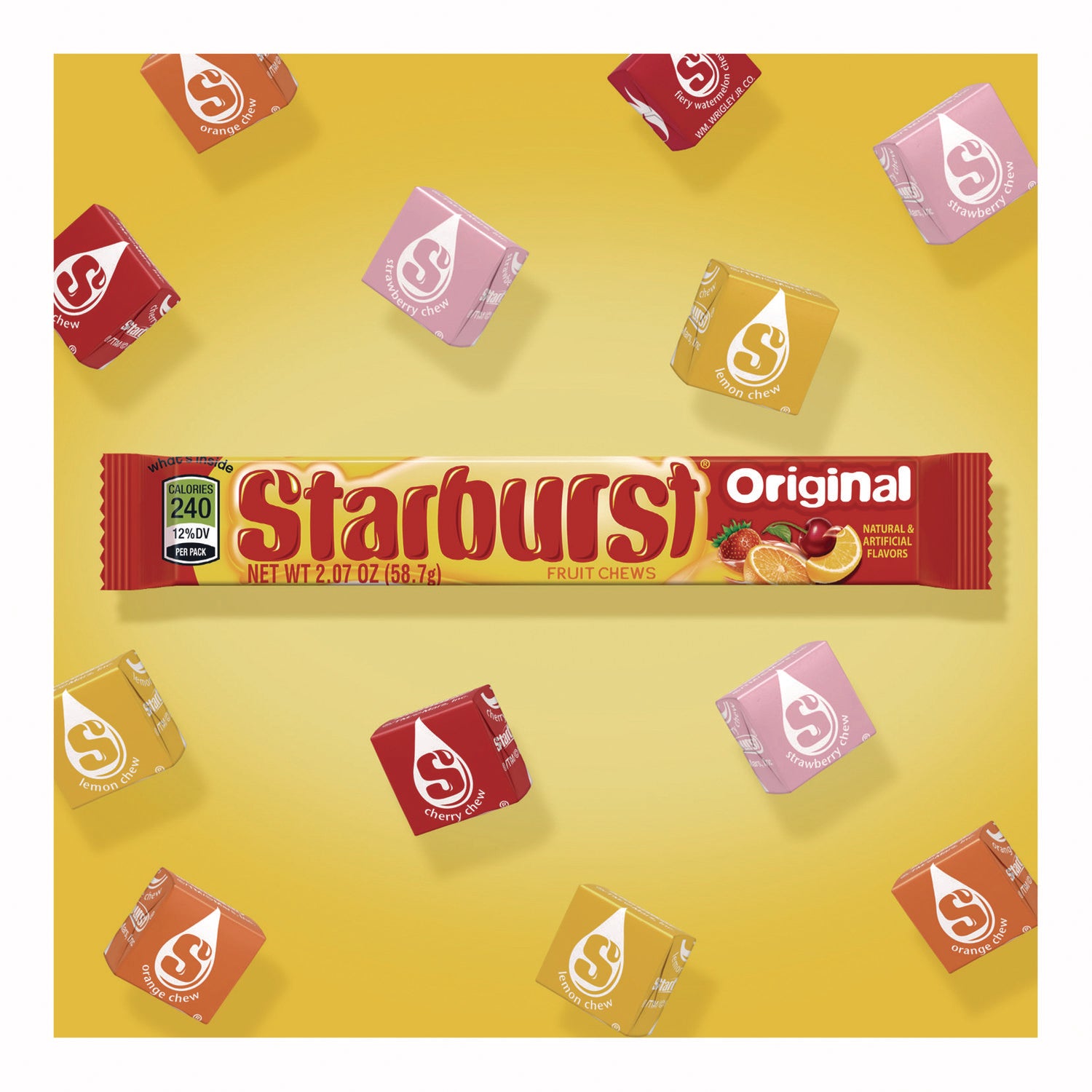 Starburst® Original Fruit Chews, Cherry; Lemon; Orange; Strawberry, 12 Pieces/Pack, 36 Packs/Box