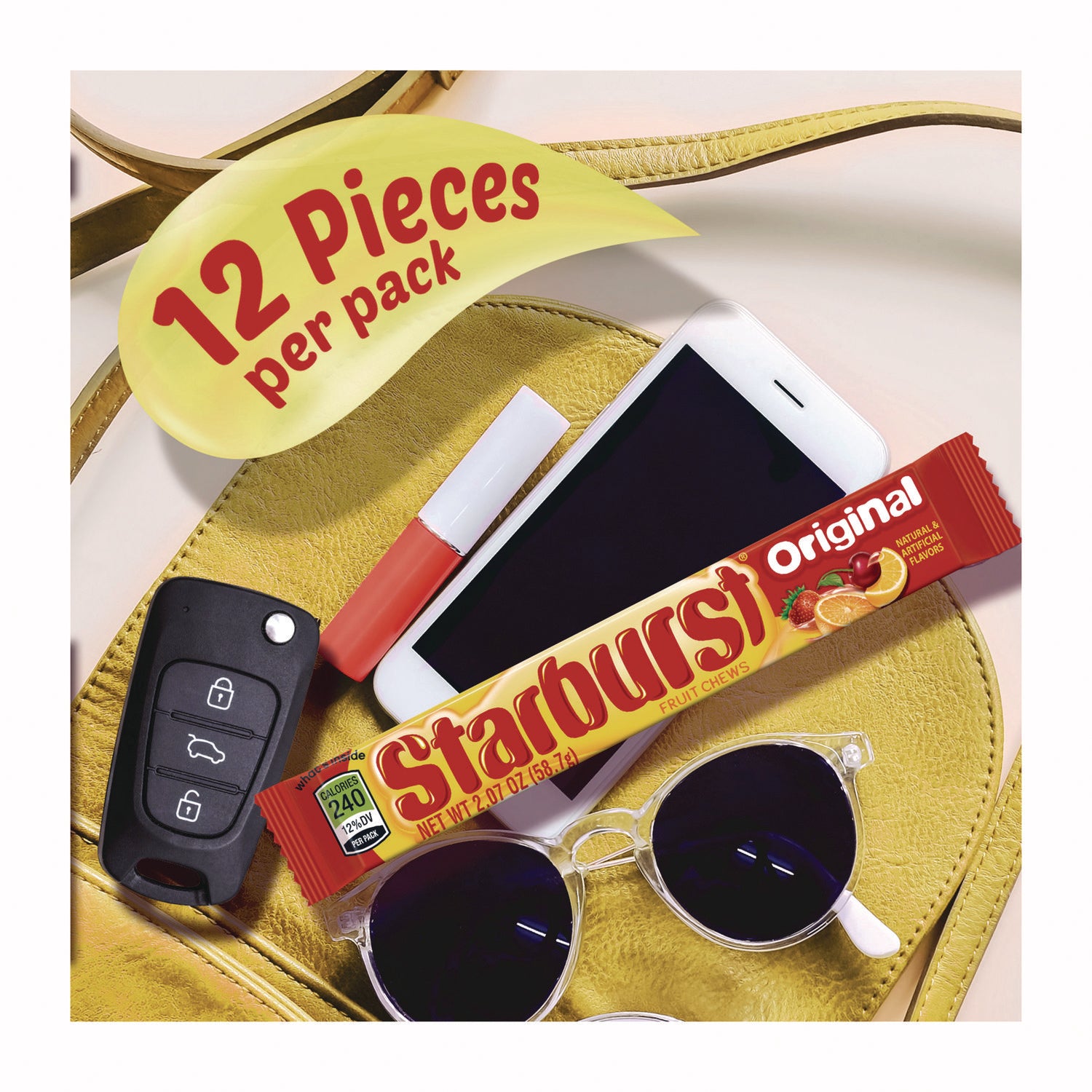 Starburst® Original Fruit Chews, Cherry; Lemon; Orange; Strawberry, 12 Pieces/Pack, 36 Packs/Box