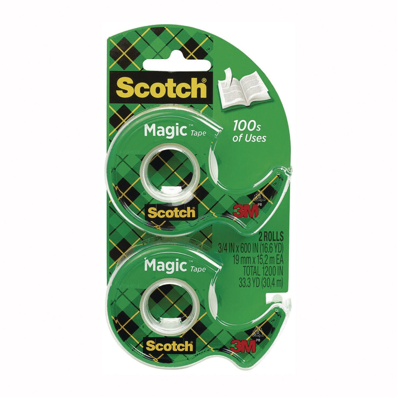 Scotch® Magic Tape in Handheld Dispenser, 1" Core, 0.75" x 50 ft, Clear, 2/Pack