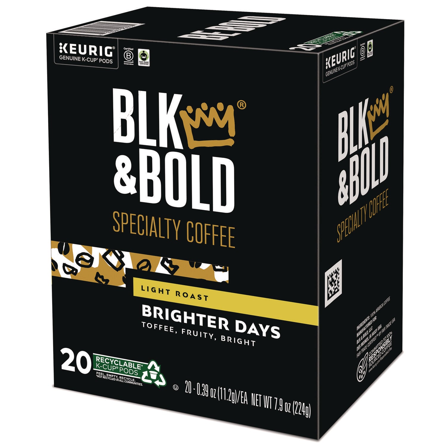 BLK & Bold® Brighter Days Coffee K-Cups, 20/Box