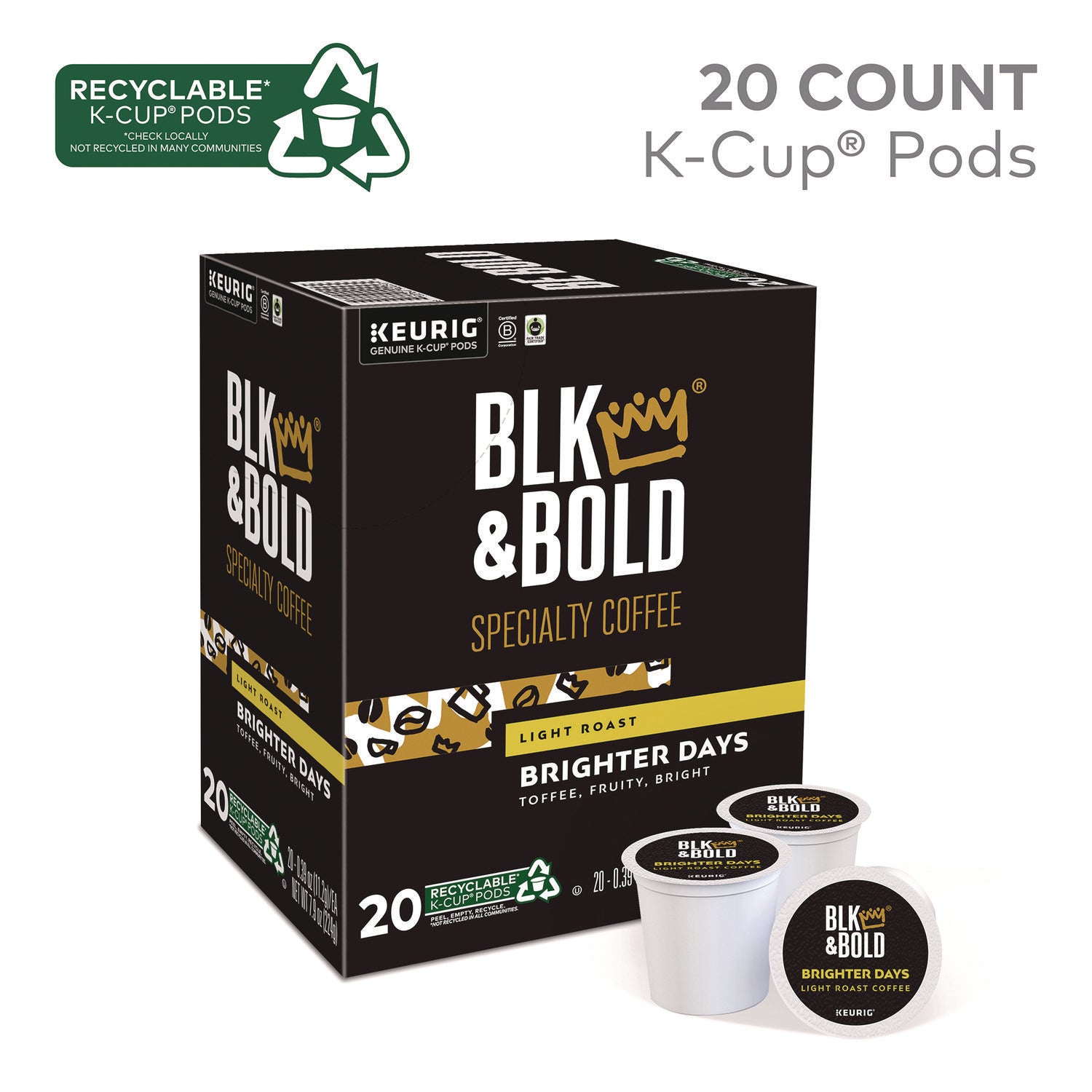 BLK & Bold® Brighter Days Coffee K-Cups, 20/Box