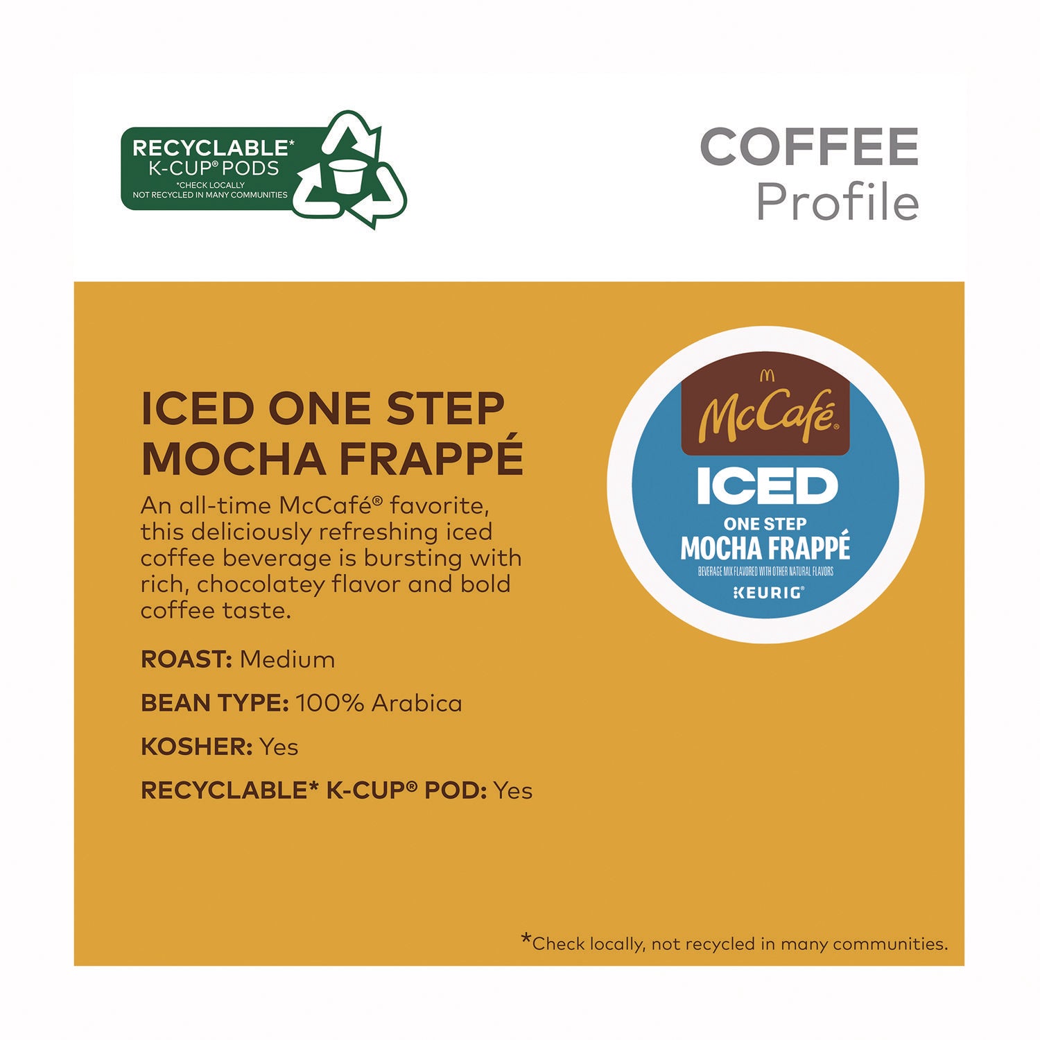 McCafe® Mocha Frappe Iced Coffee Keurig K-Cup Pods, 20/Box