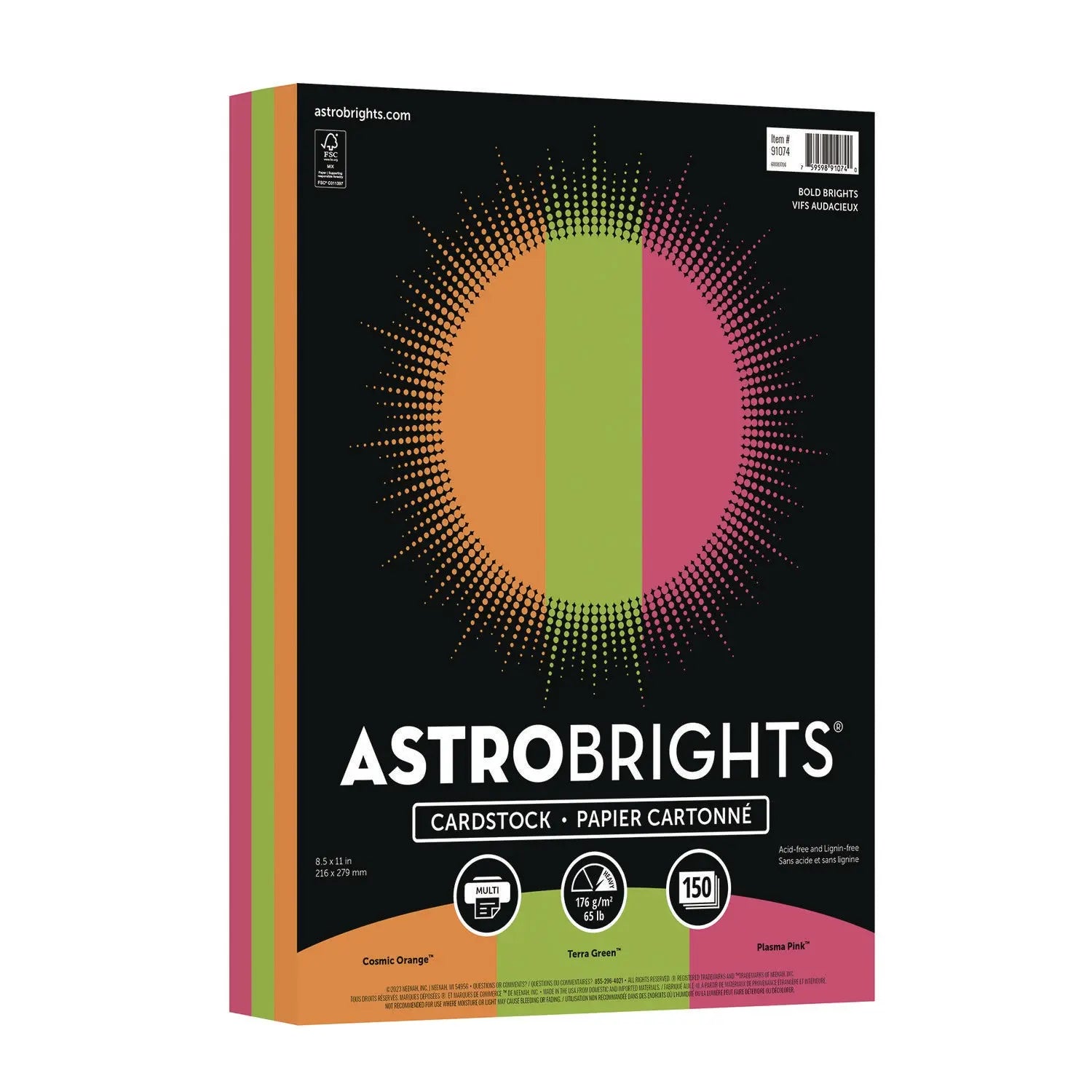 Astrobrights® Color Cardstock -"Bright" Assortment, 65 lb Cover Weight, 8.5 x 11, Assorted, 150/Pack Astrobrights® Flipcost