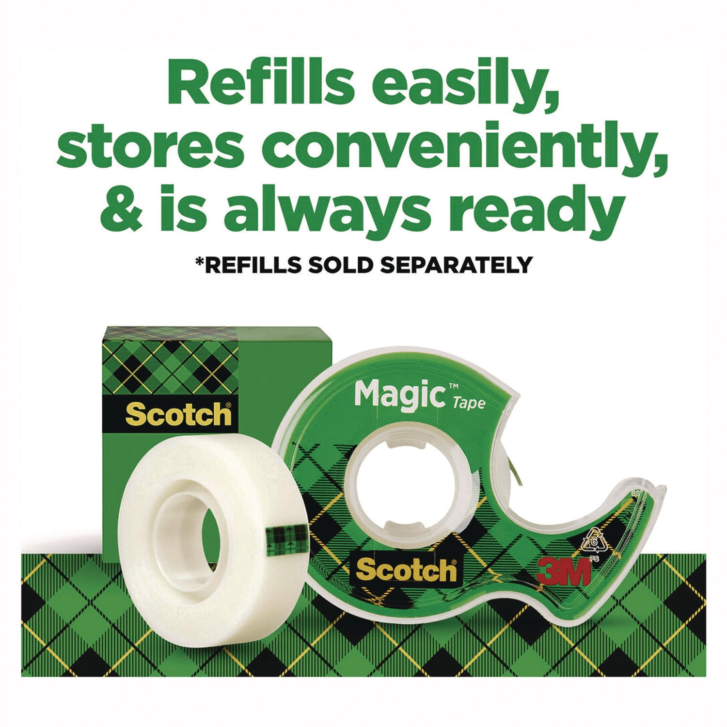 Scotch® Magic Tape in Handheld Dispenser, 1" Core, 0.75" x 50 ft, Clear, 2/Pack