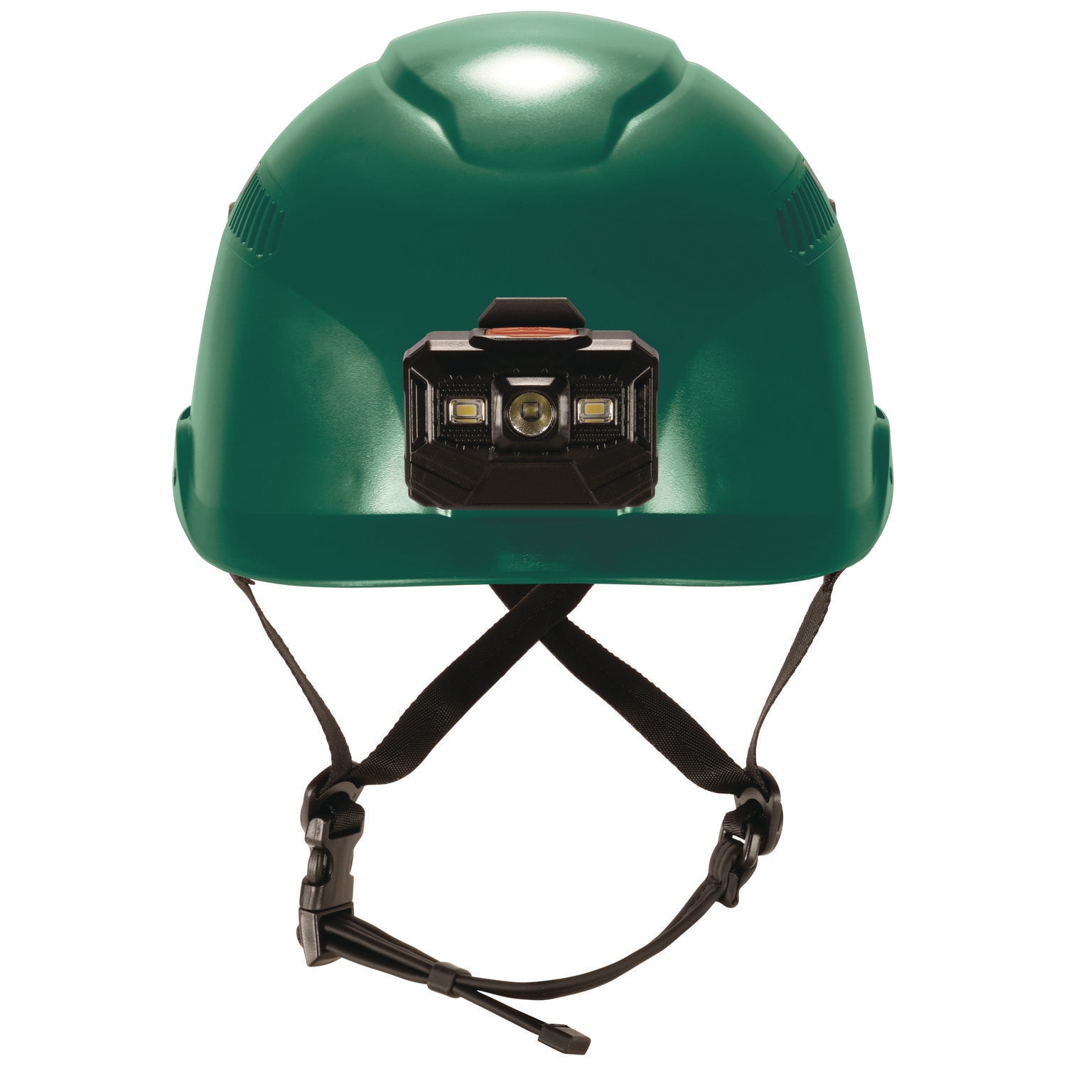 ergodyne® Skullerz 8977LED Class C Safety Helmet with LED Light and Adjustable Venting, 6-Point Ratchet Suspension, Green