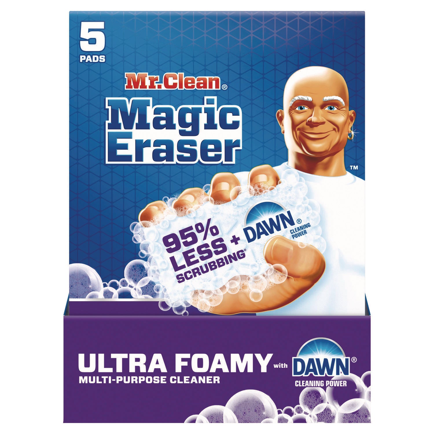 Mr. Clean® Magic Eraser, Ultra Foamy, 4.6" x 2.3", 0.7" Thick, White, 5/Pack, 4 Packs/Carton