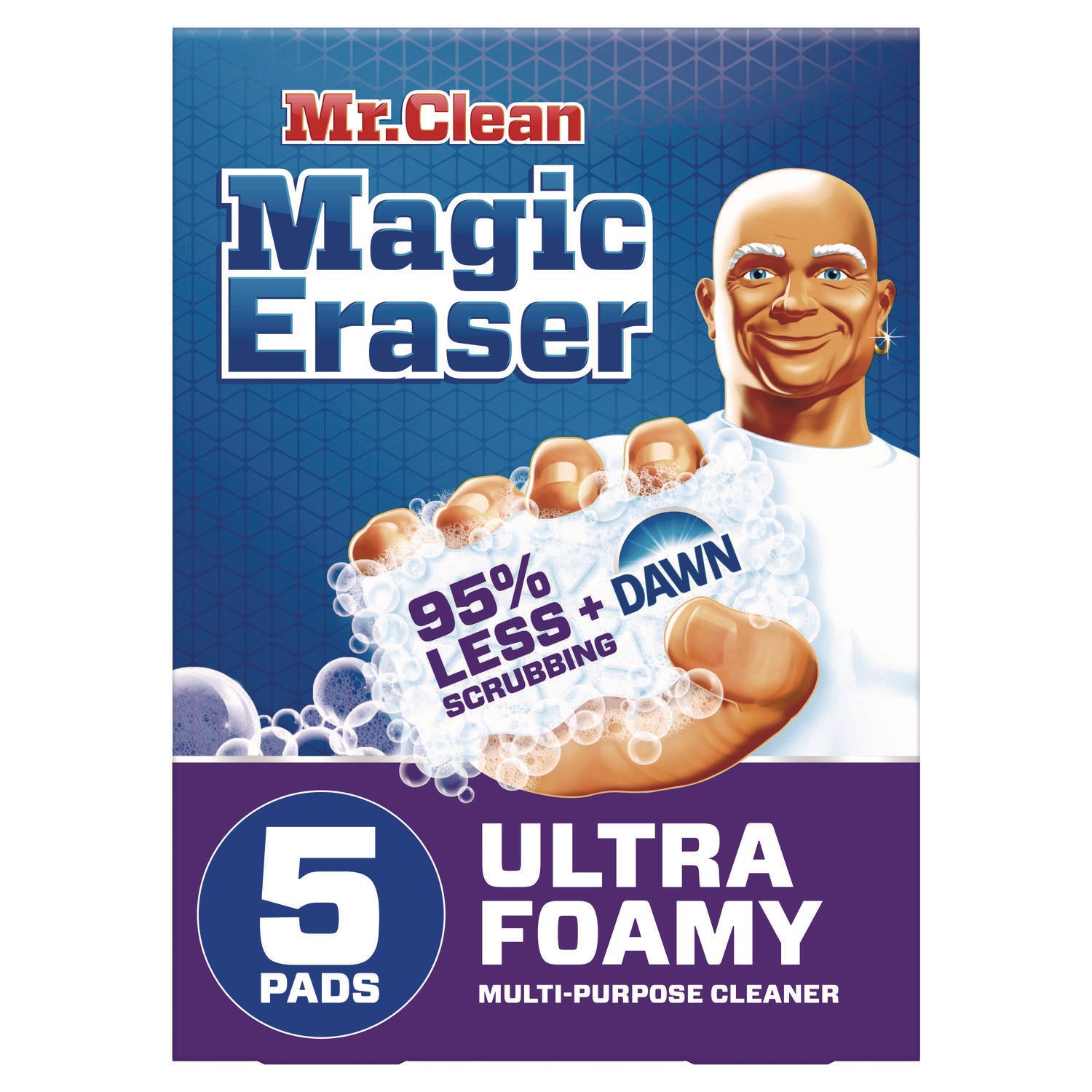 Mr. Clean® Magic Eraser, Ultra Foamy, 4.6" x 2.3", 0.7" Thick, White, 5/Pack, 4 Packs/Carton