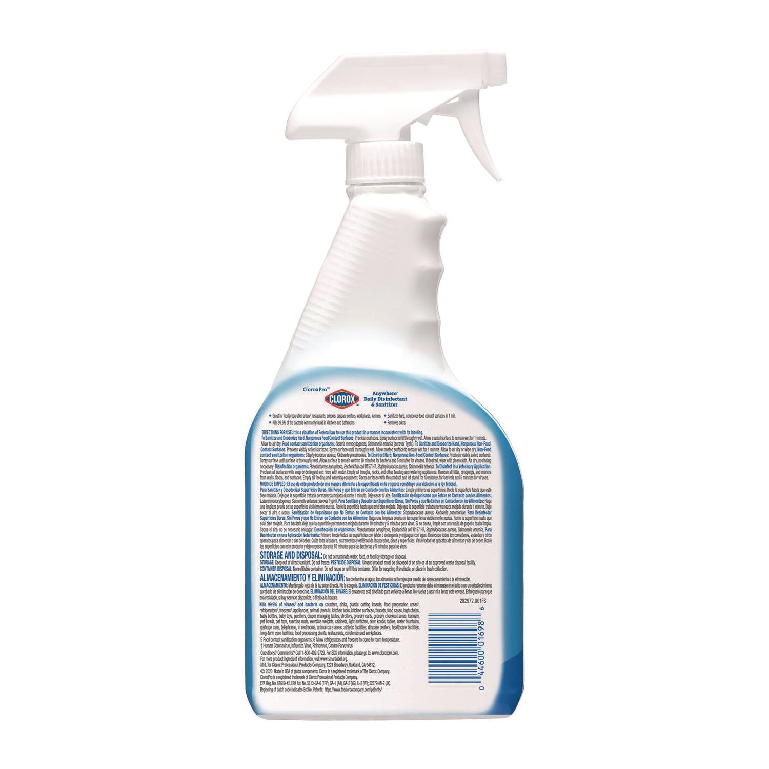 Clorox® Anywhere Daily Disinfectant and Sanitizer, Unscented, 32 oz Spray Bottle