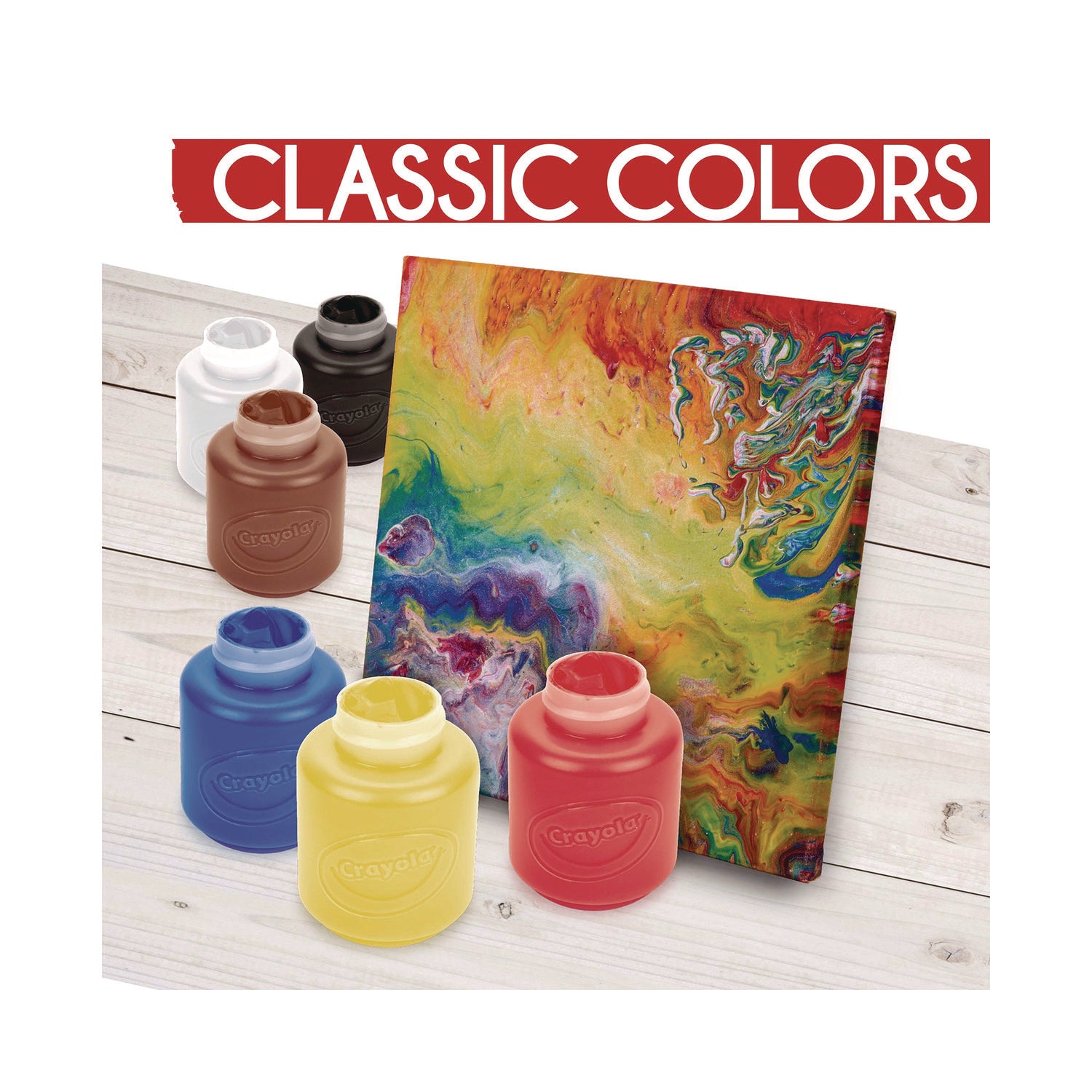 Crayola® Acrylic Paint Set, Six Assorted Classic Colors, 2 oz Bottles, 6/Box