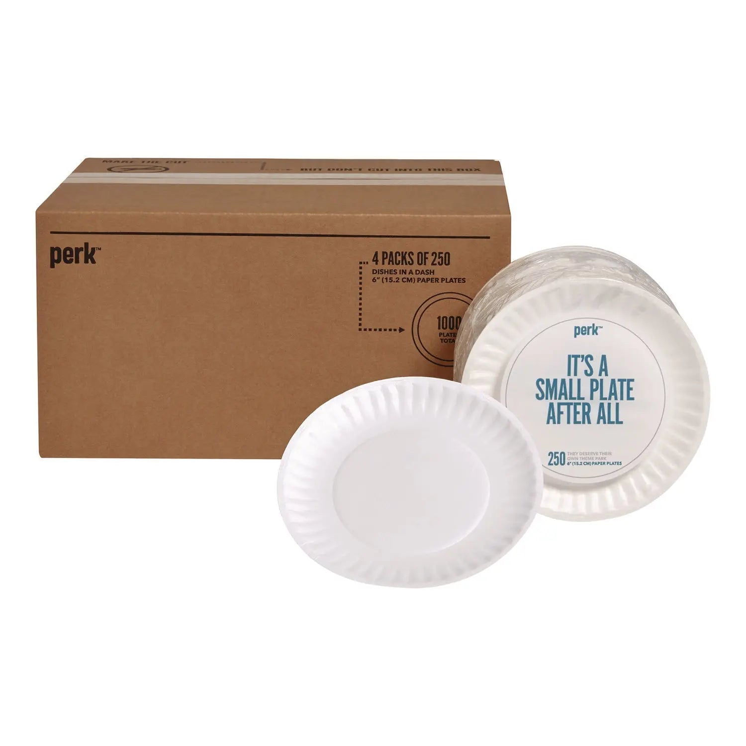 Perk™ ECONOMY PAPER PLATES, 6" DIA, WHITE, 250/PACK, 4 PACKS/CARTON Perk™ Flipcost