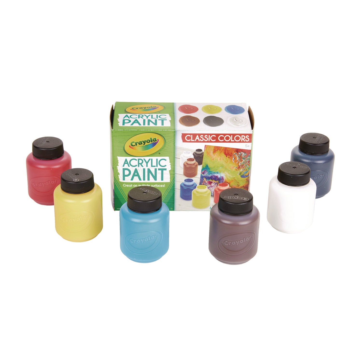 Crayola® Acrylic Paint Set, Six Assorted Classic Colors, 2 oz Bottles, 6/Box