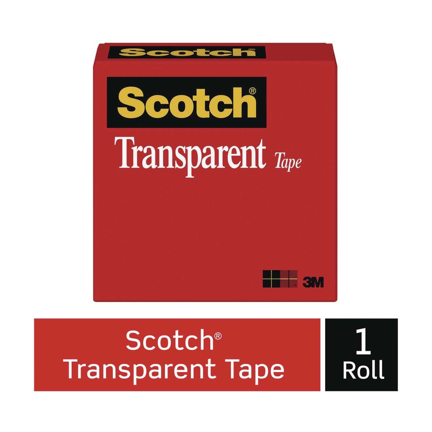 Scotch® Transparent Tape, 1" Core, 0.5" x 72 yds, Transparent