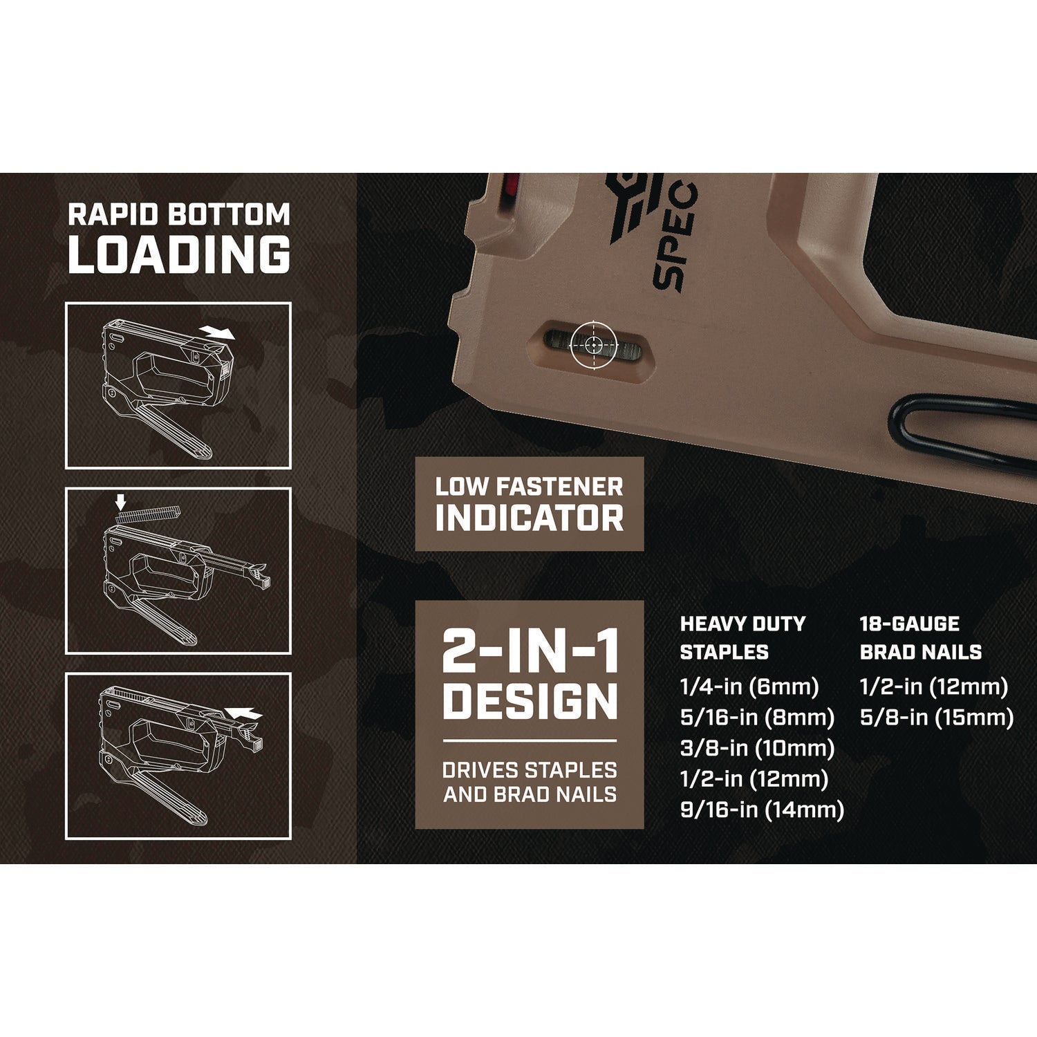 Bostitch® Hi-Start Hand Tacker, T50 Style Staples (0.25" to 0.56") and 18-gauge Brads (0.5" to 0.63")