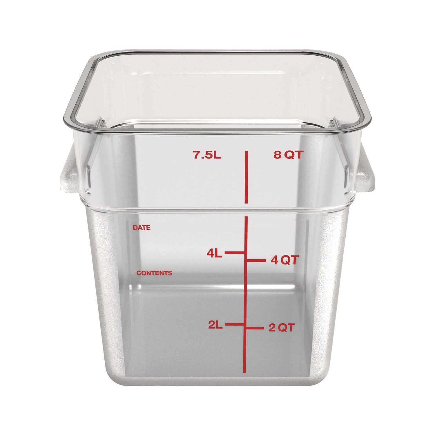 Carlisle Squares Polycarbonate Food Storage Container, 8 qt, 8.75 x 8.75 x 9, Clear, Plastic