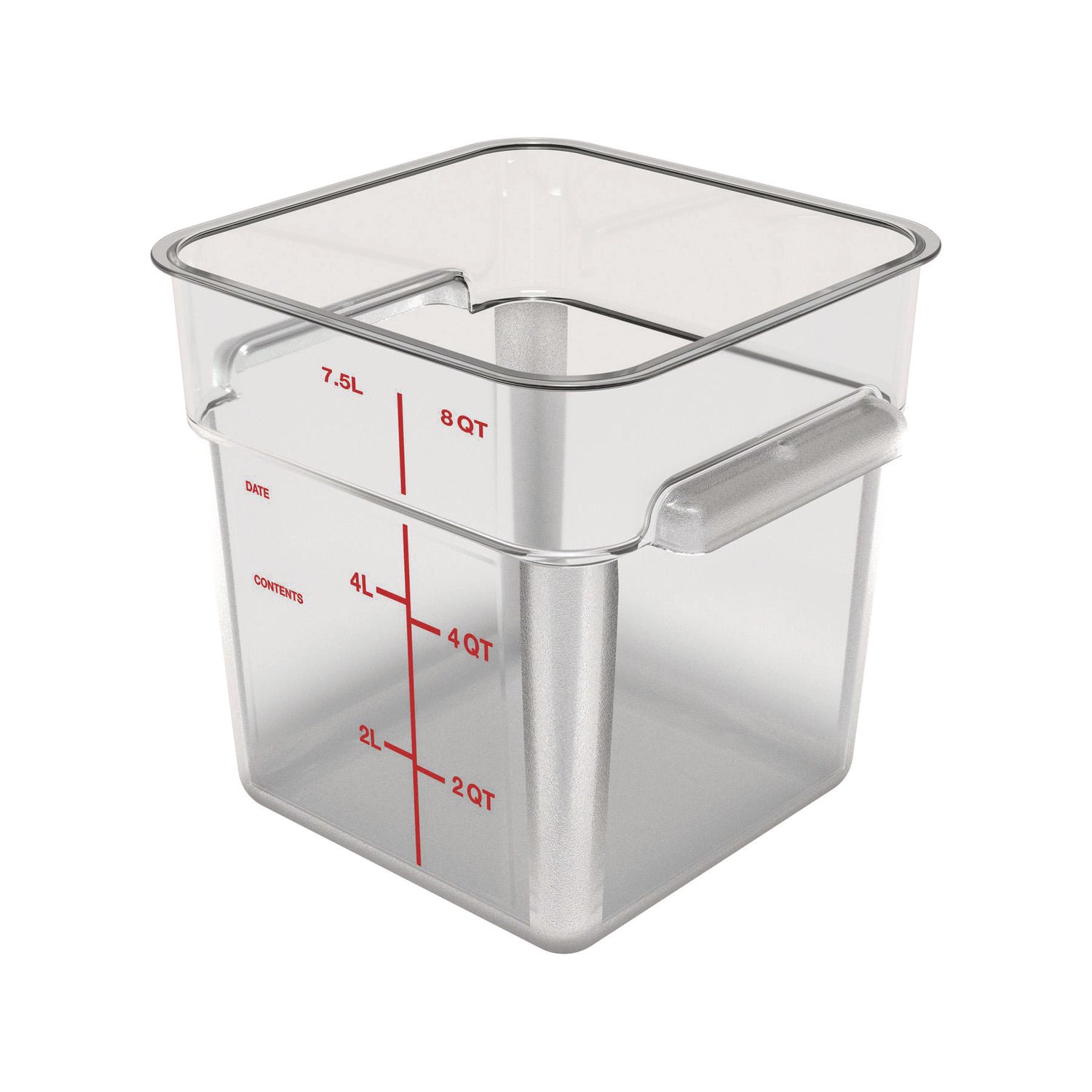 Carlisle Squares Polycarbonate Food Storage Container, 8 qt, 8.75 x 8.75 x 9, Clear, Plastic