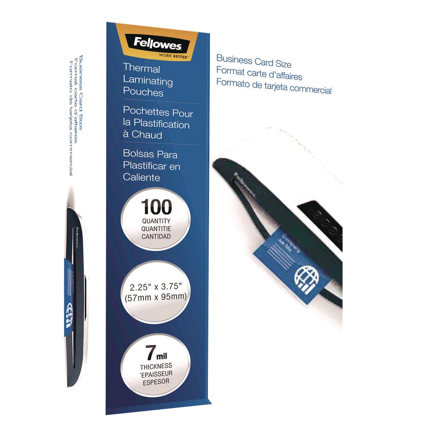 Fellowes® Laminating Pouches, 7 mil, 3.75" x 2.25", Clear Gloss, 100/Pack